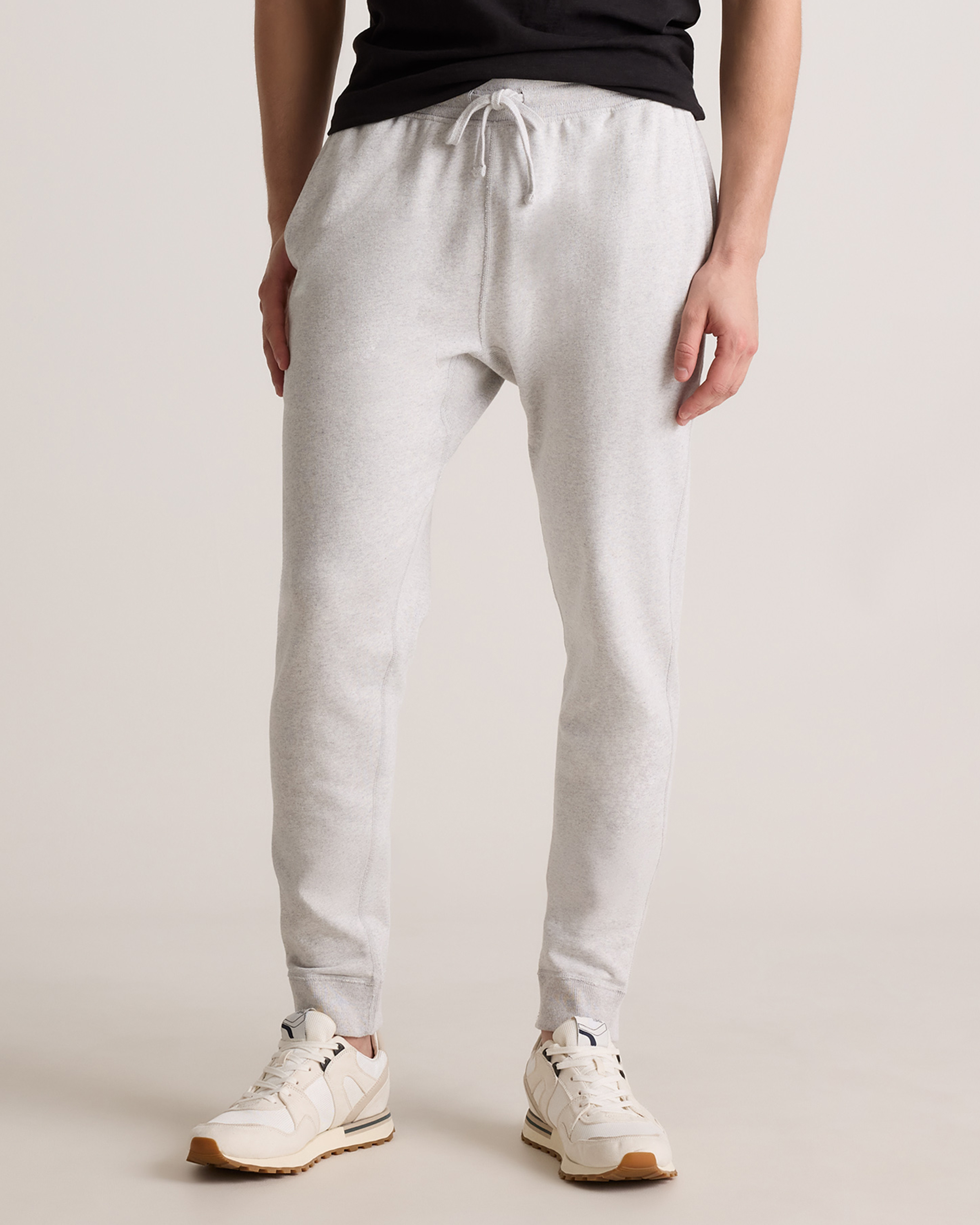Light Heather Grey Organic Midweight French Terry Slim Joggers