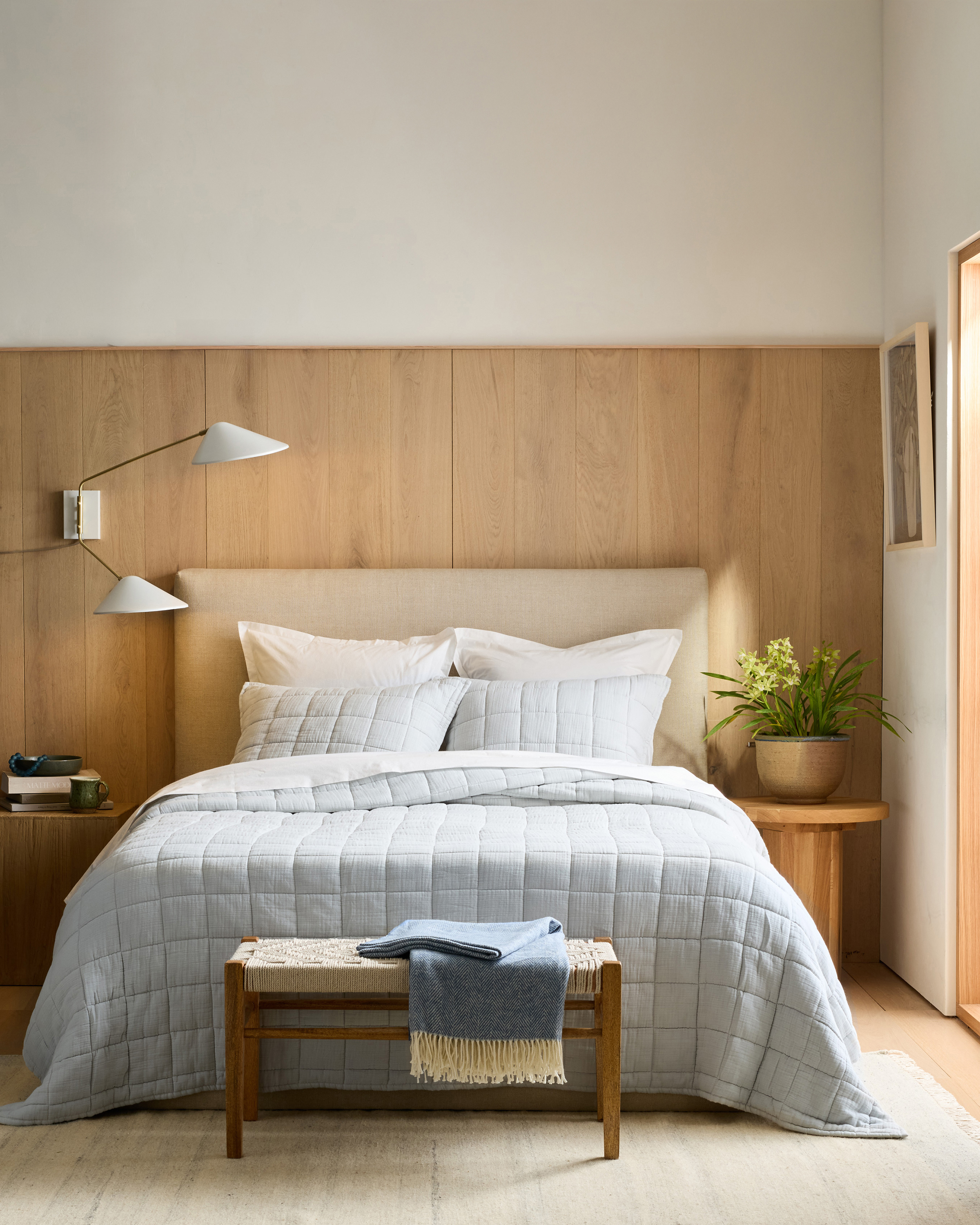 Mist Organic Airy Gauze Box Quilt Set