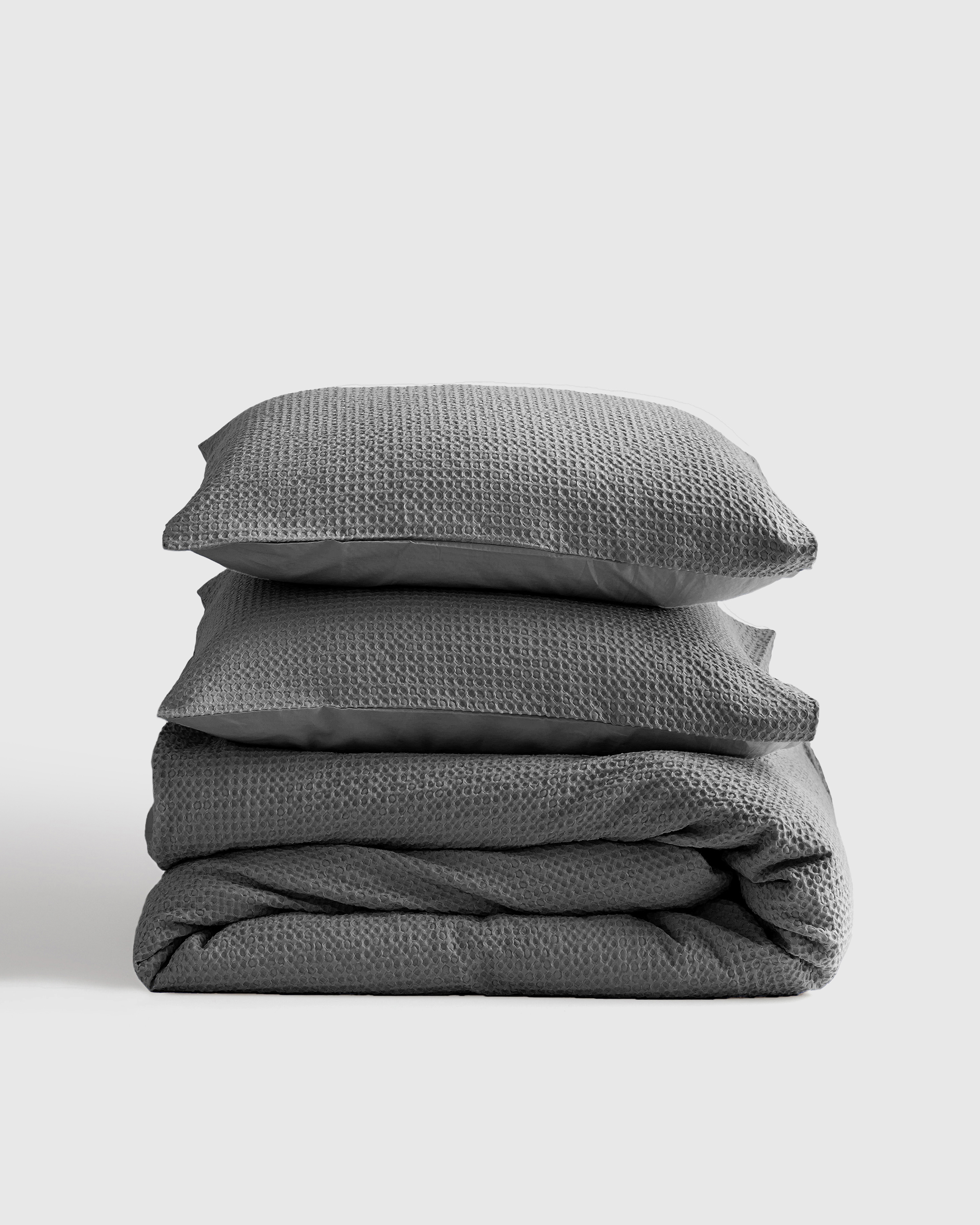 Grey Organic Luxe Honeycomb Duvet Cover Set