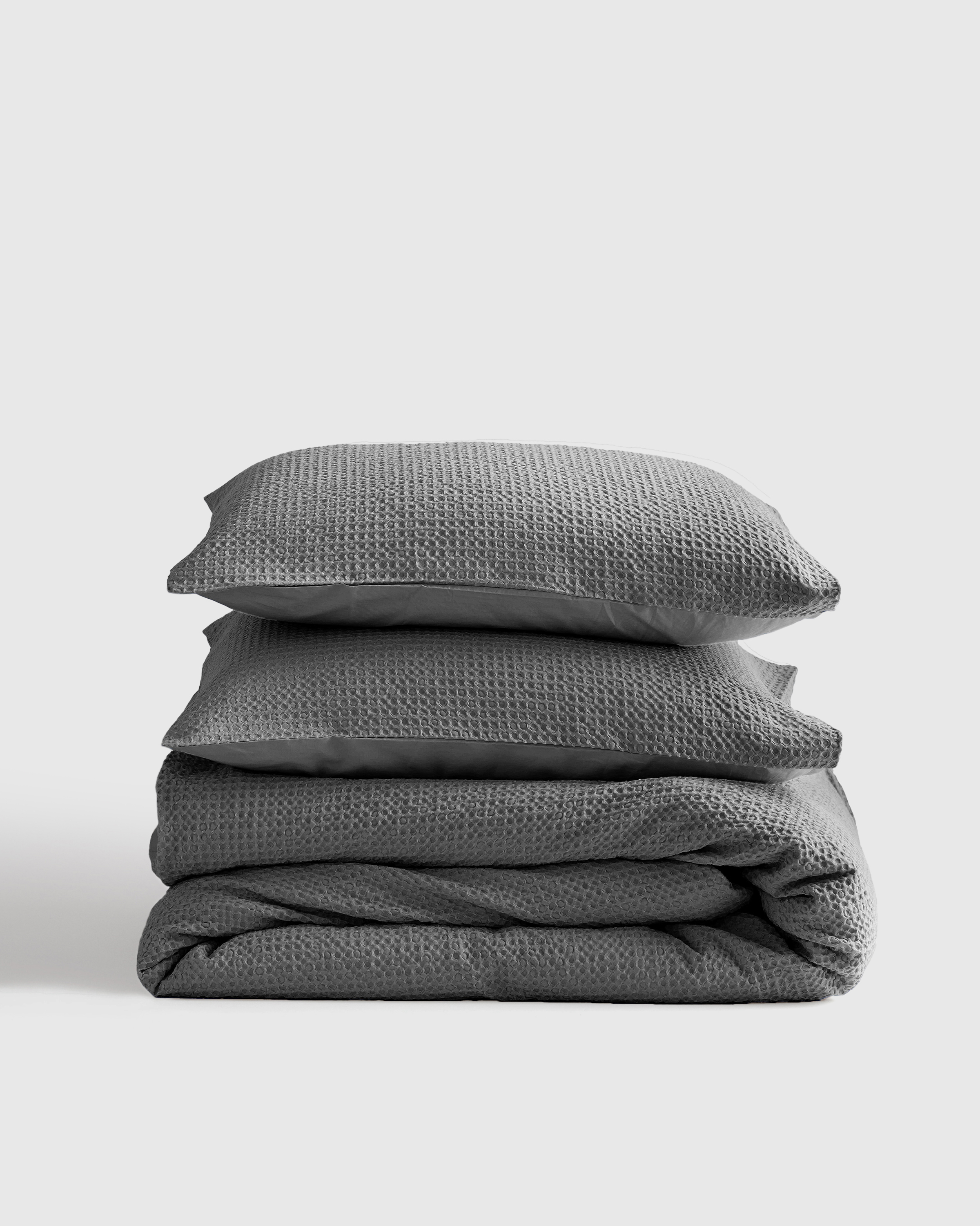 Organic Luxe Honeycomb Duvet Cover Set, Full/Queen, Grey