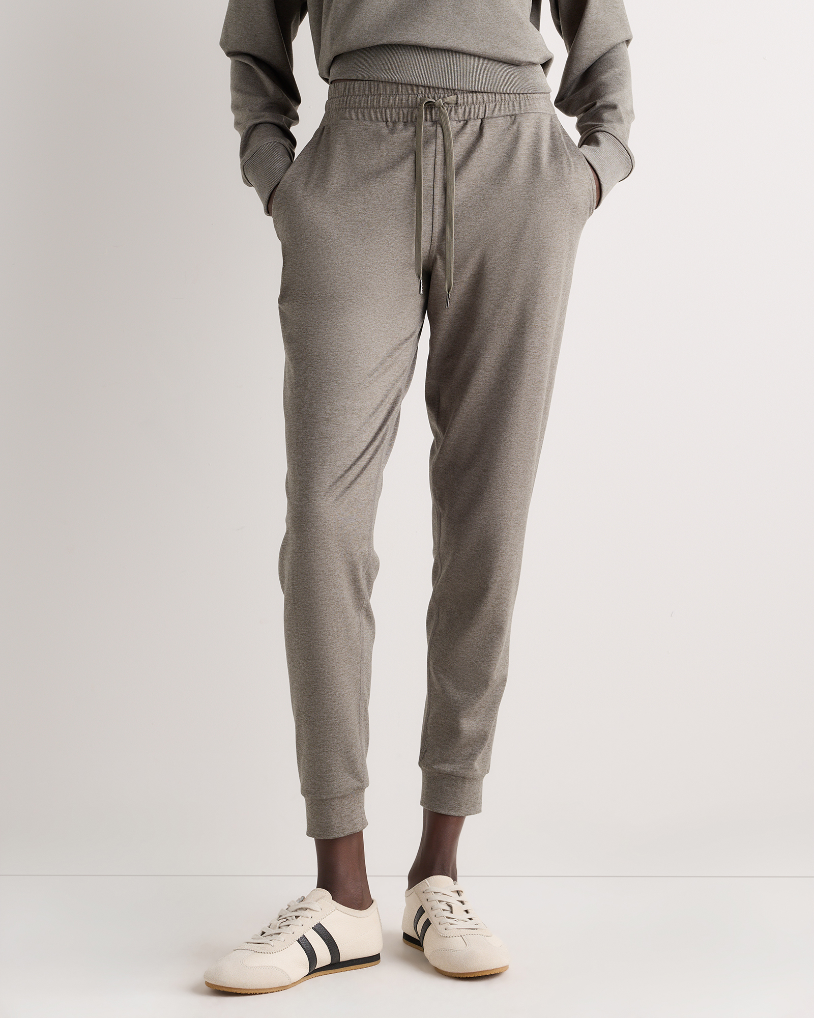 Heather Dark Thyme Green Flowknit Mid-Rise Joggers