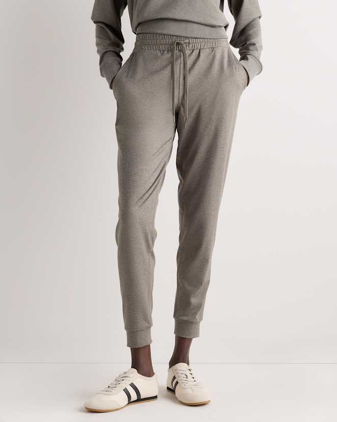 Heather Dark Thyme Green Flowknit Mid-Rise Joggers