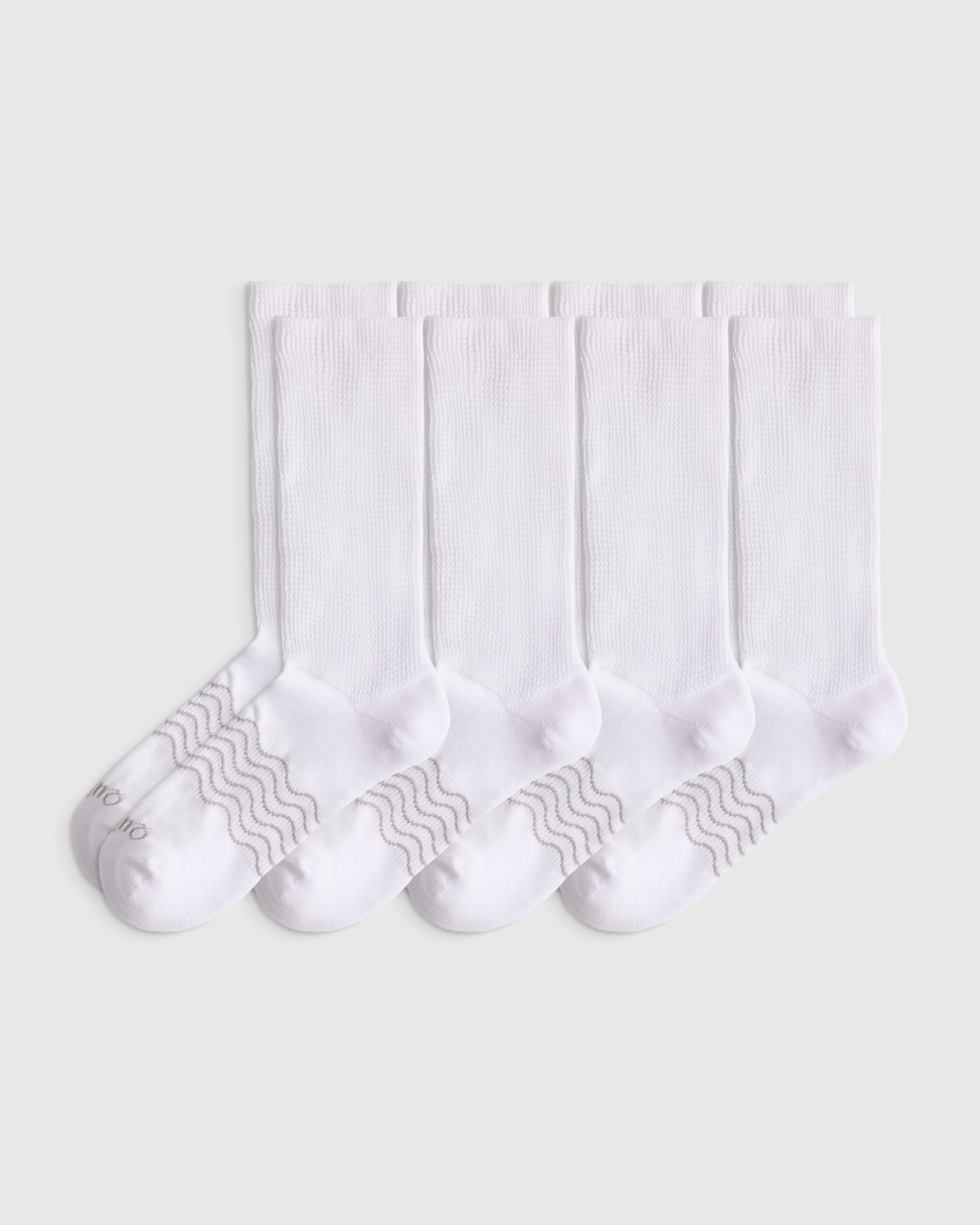 White Everyday Cotton Targeted Stretch Crew Socks (4-Pack)
