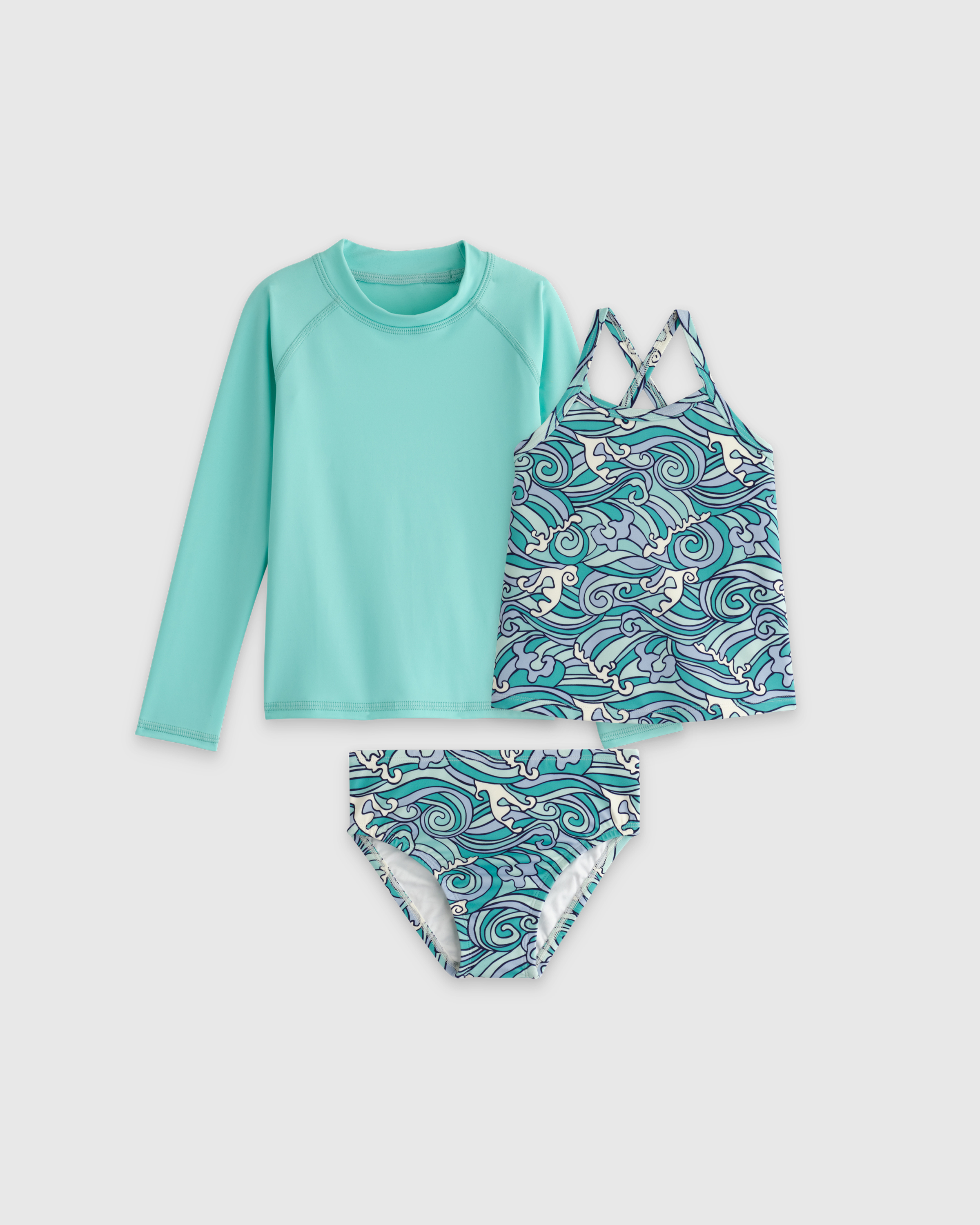 Waves Sunsafe Tankini Swimsuit & Rash Guard Set