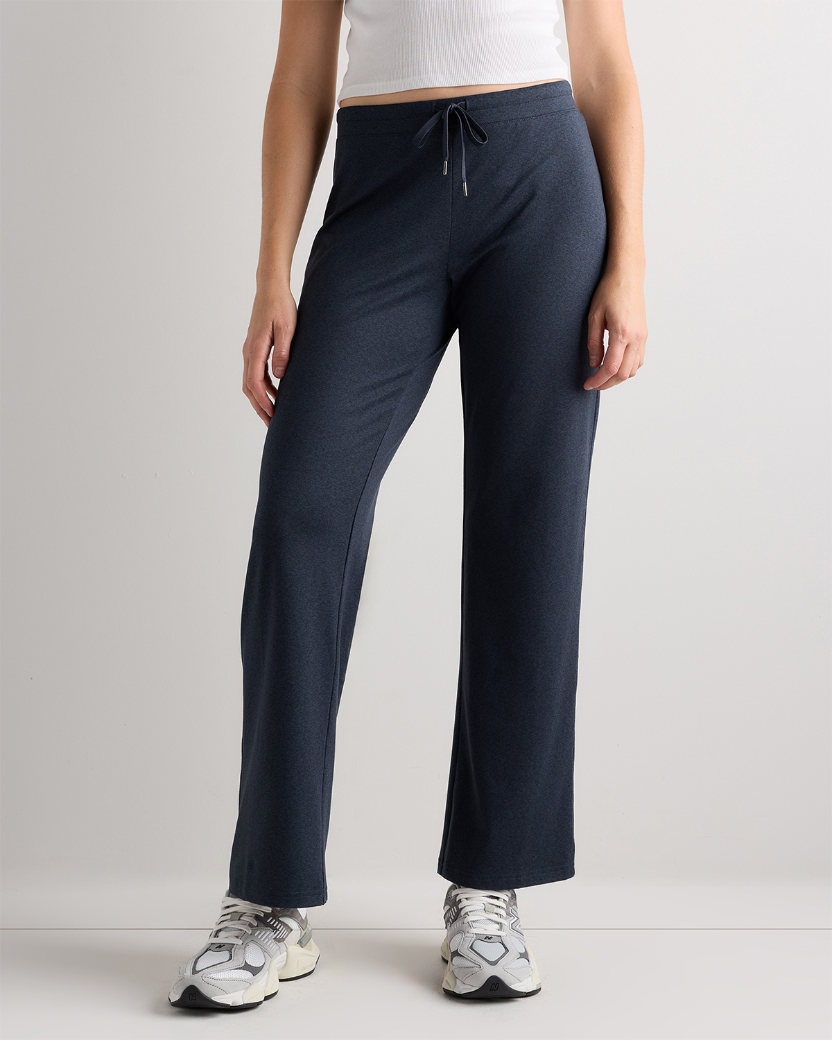 Heather Deep Navy Flowknit Wide Leg Pants