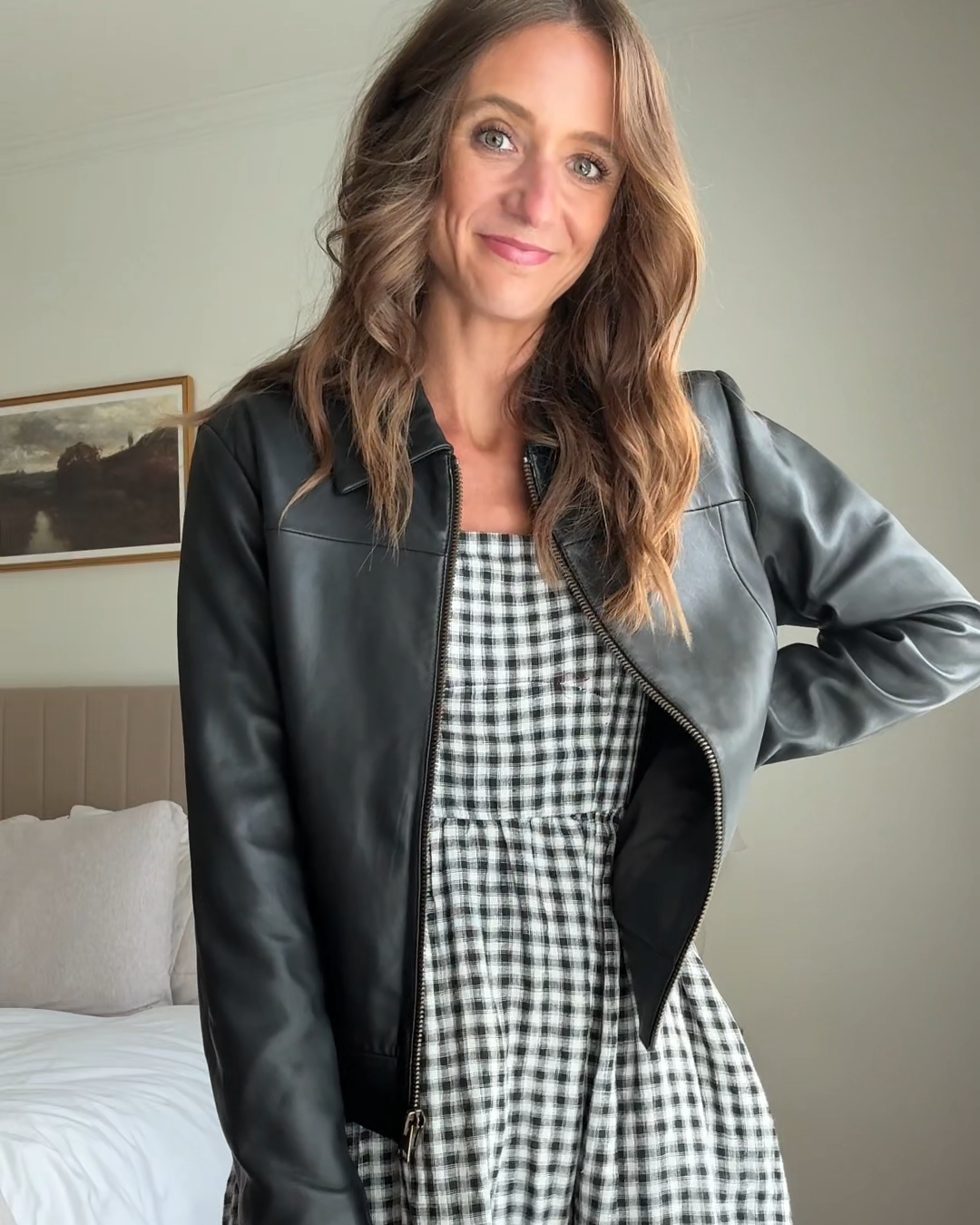 100% Leather Cropped Zip-Front Jacket