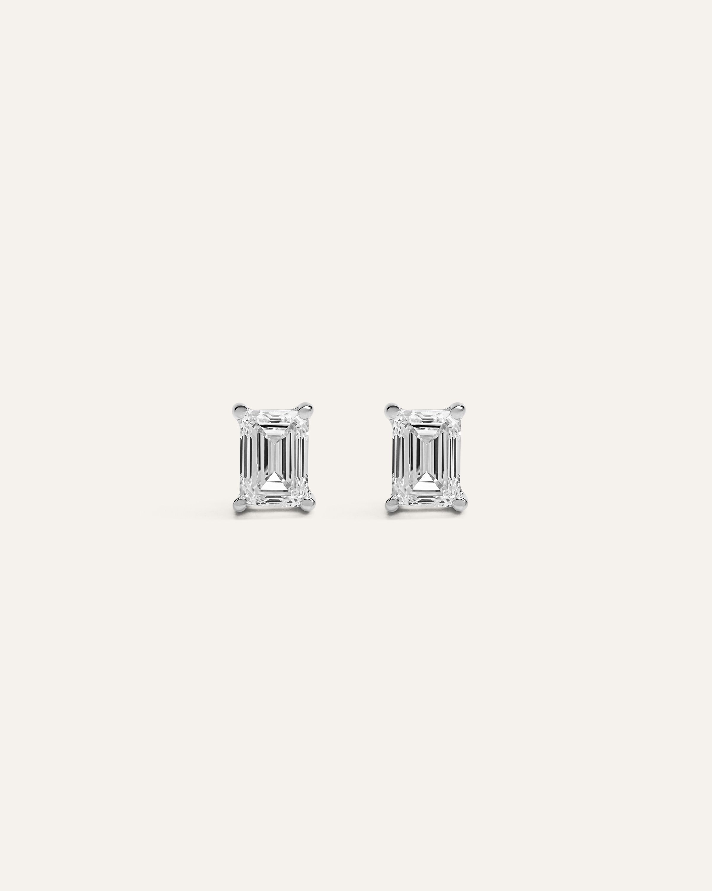 White Gold 14K Gold Lab Grown Diamond Emerald Solitaire Studs