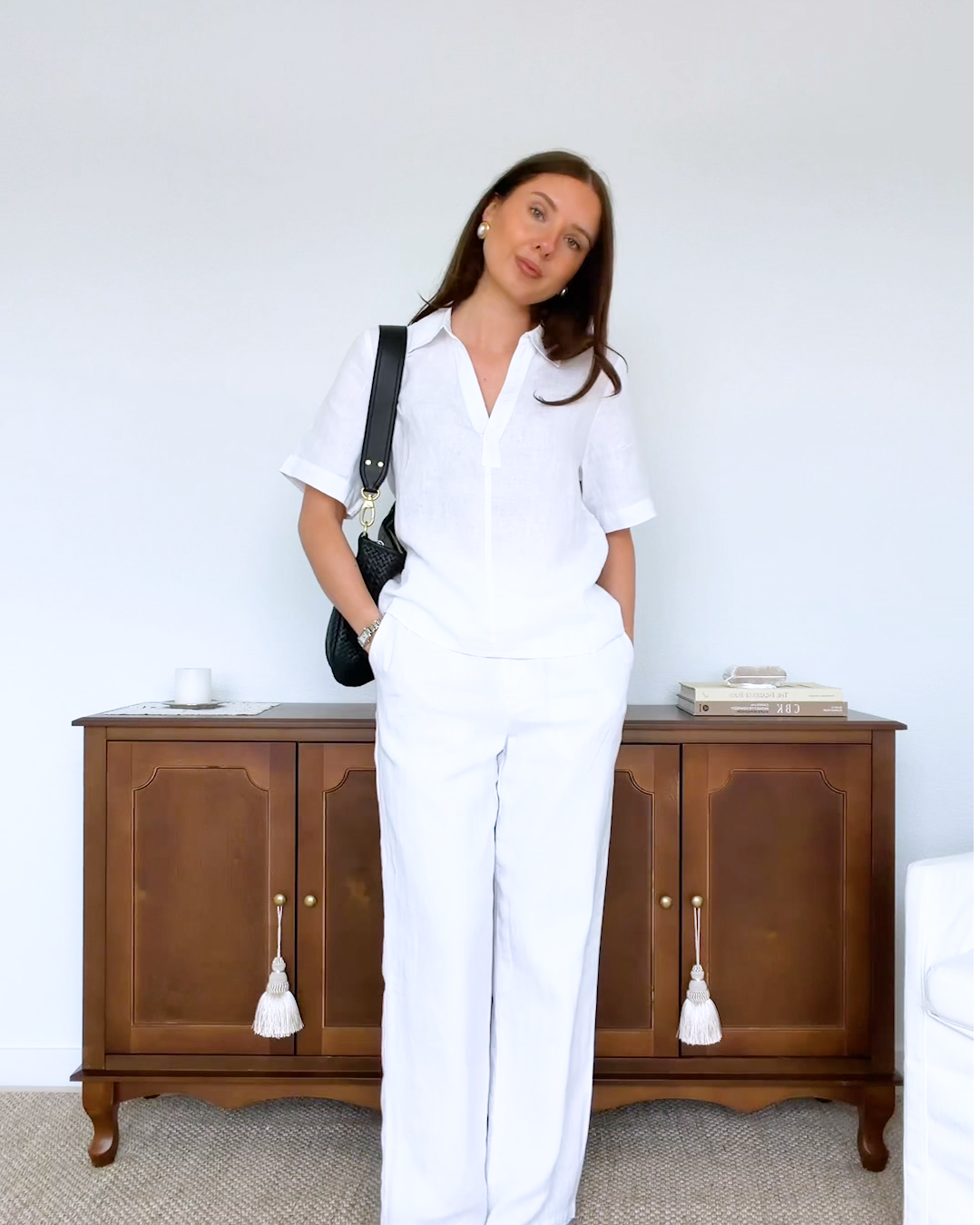 European Linen Short Sleeve Popover Top White Yeva Gavrilov 4x5 Thumbnail