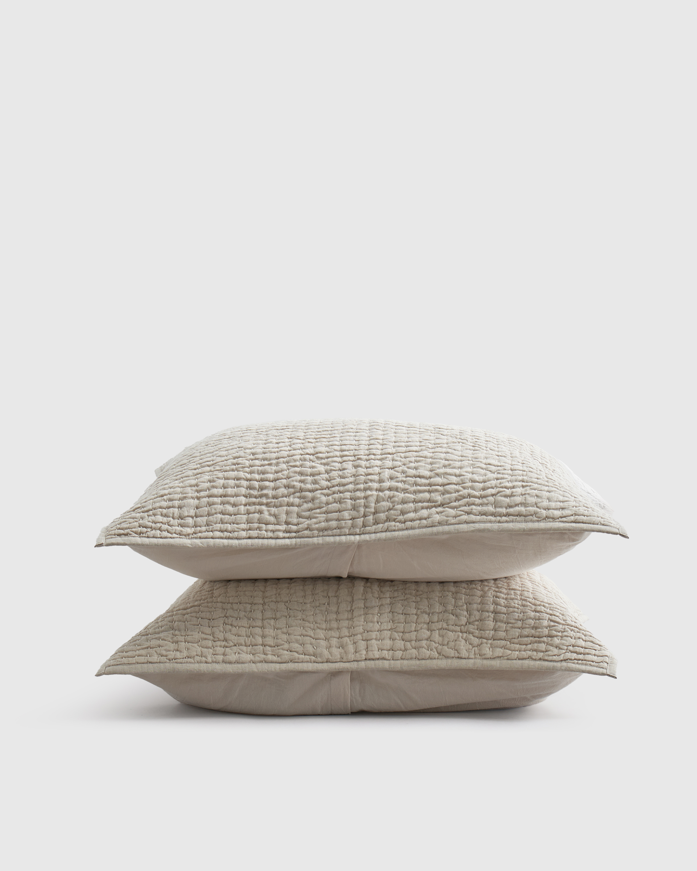 Natural European Linen Cotton Stitch Sham Set