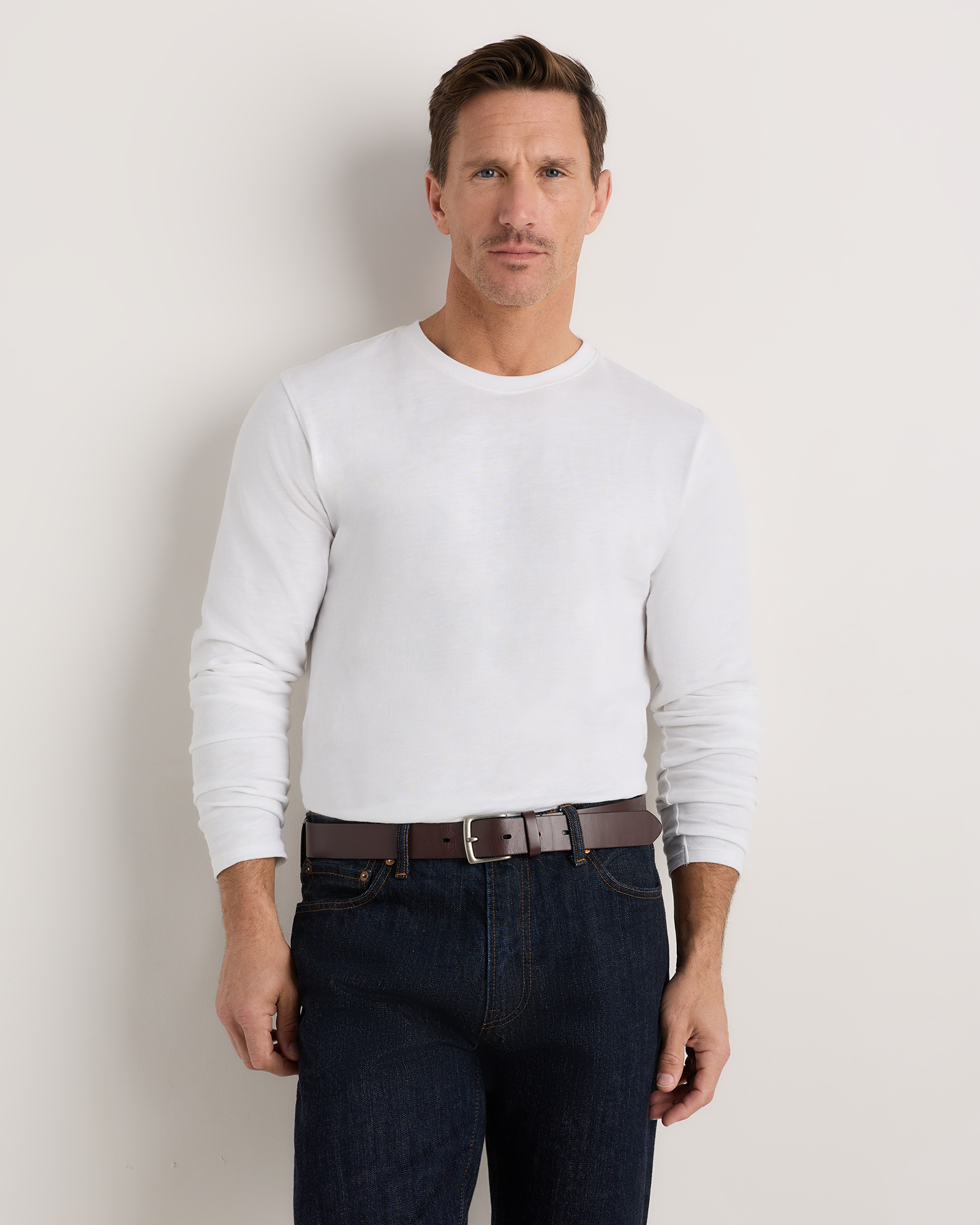 Classic White 100% Organic Cotton Slub Long Sleeve Tee