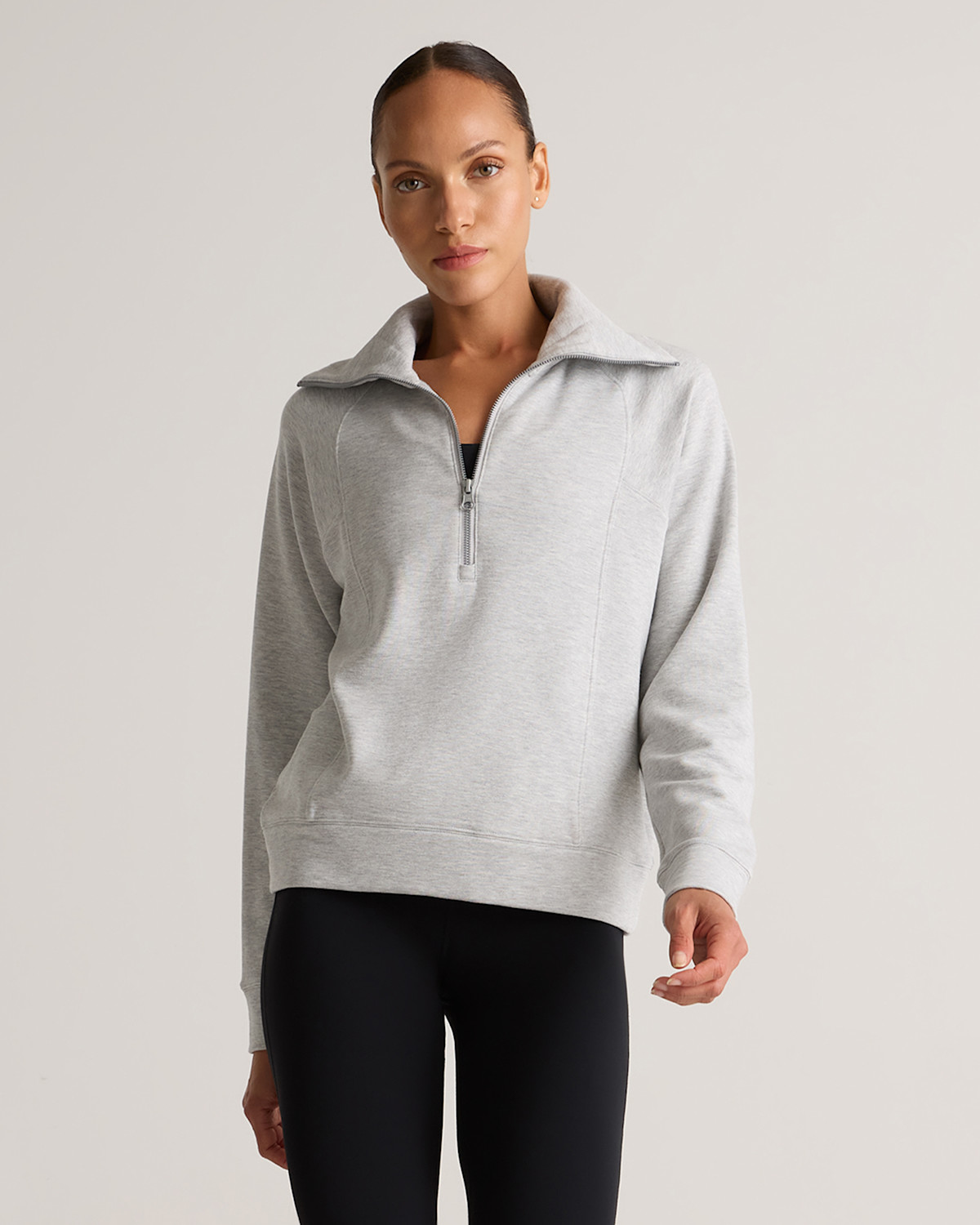 Quince SuperSoft Fleece Half Zip in Heather Grey