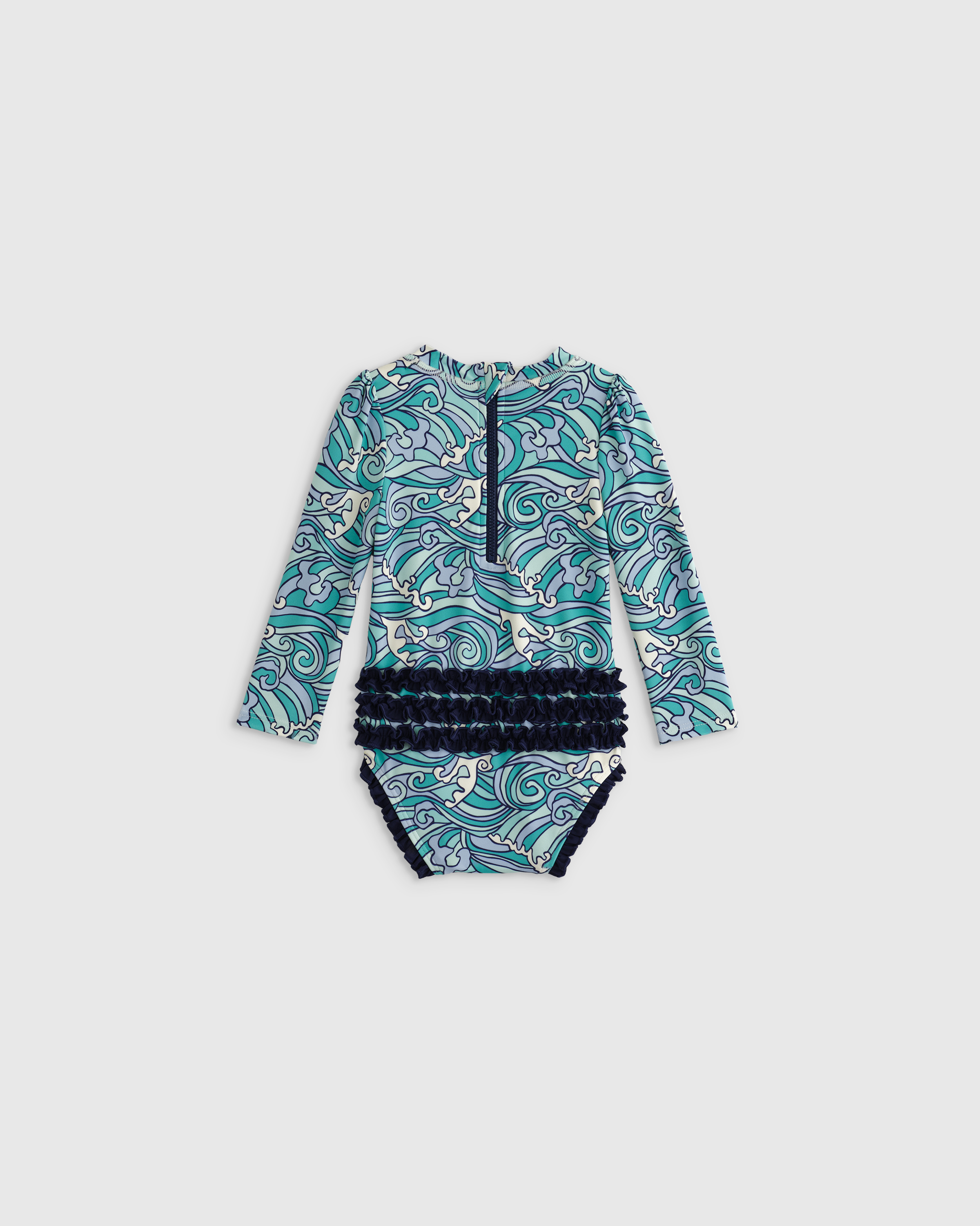 Sunsafe Ruffle One-Piece Rash Guard & Hat Set - thumbnail 7