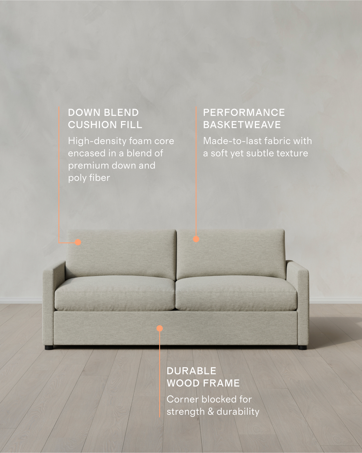 Brennan Performance Basketweave Sofa - Thumbnail 5