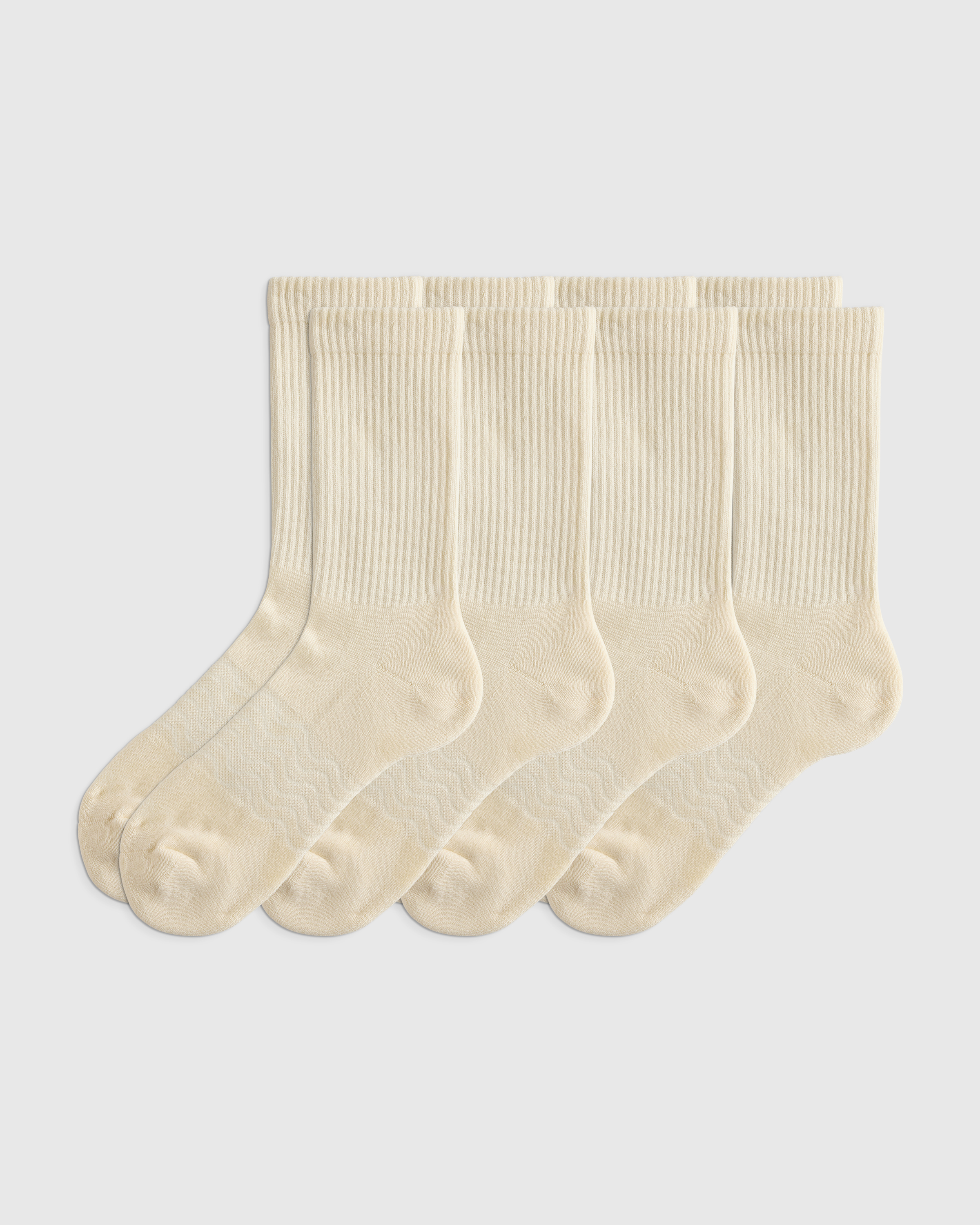 Linen White Everyday Cotton Solid Crew Socks (4-pack)
