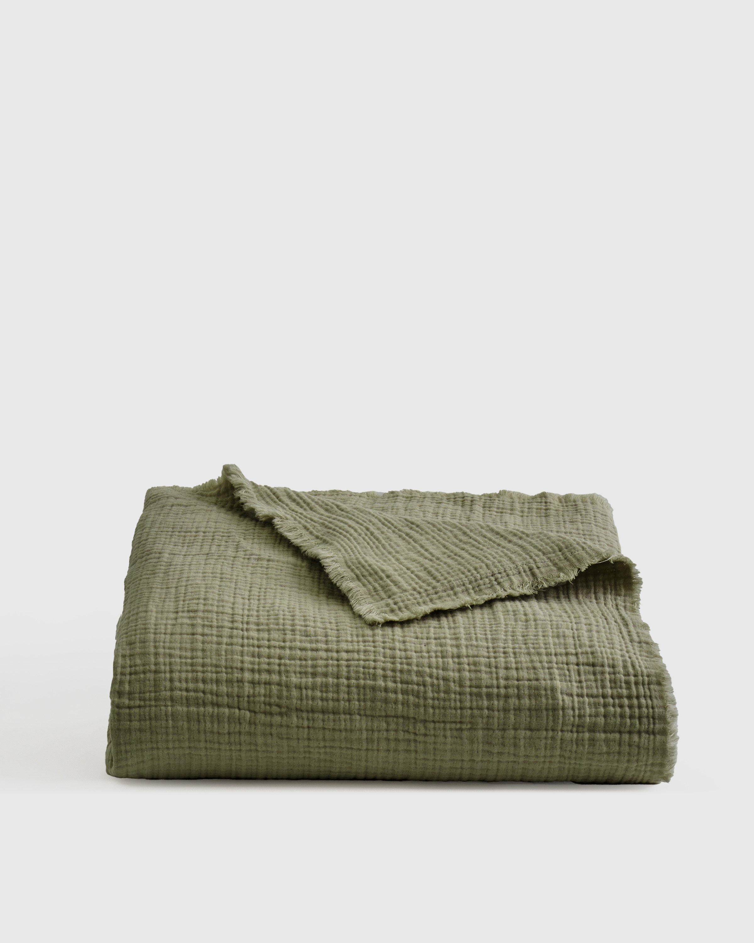 Olive Organic Airy Gauze Throw