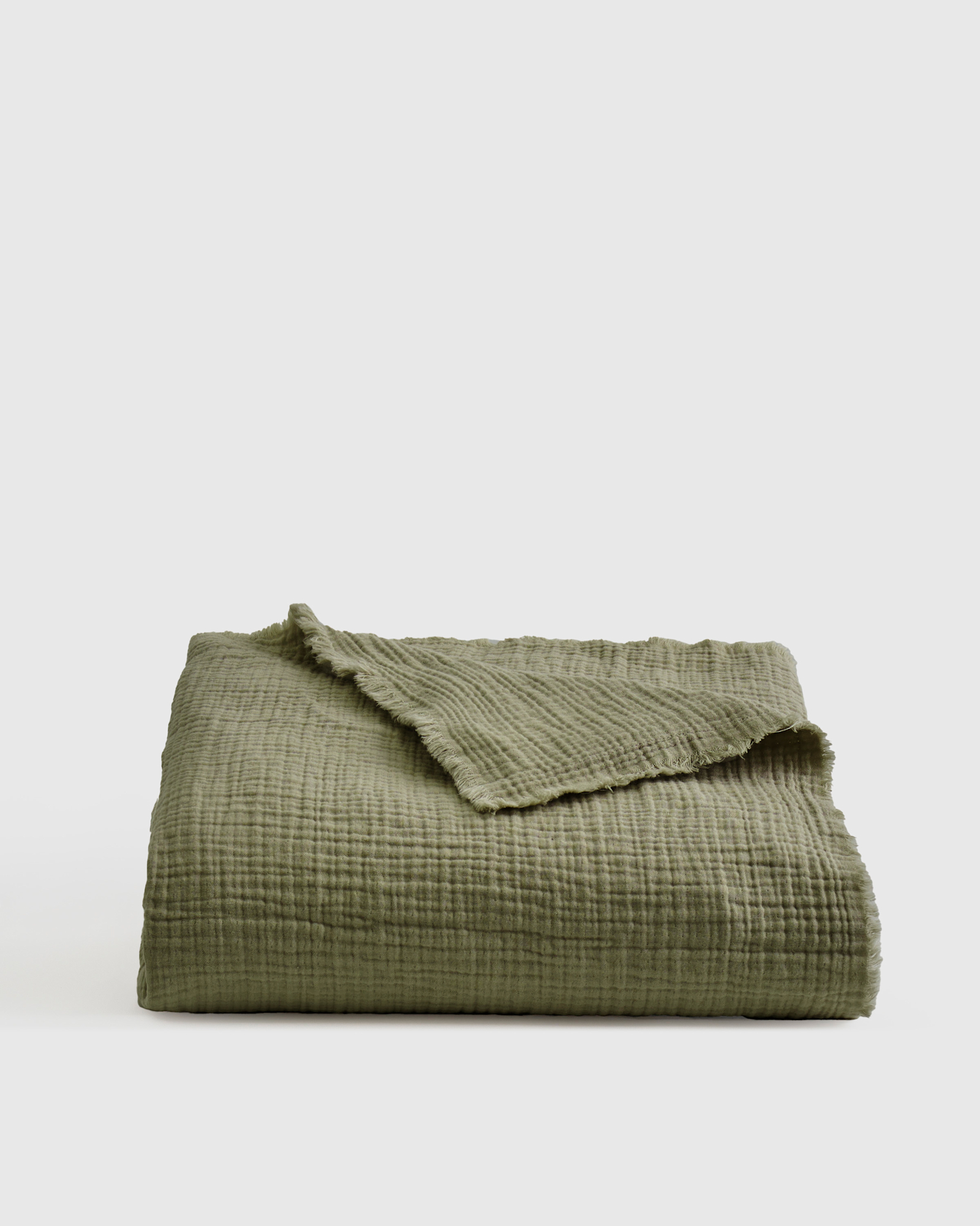 Organic Airy Gauze Throw - Throw Blanket, Olive
