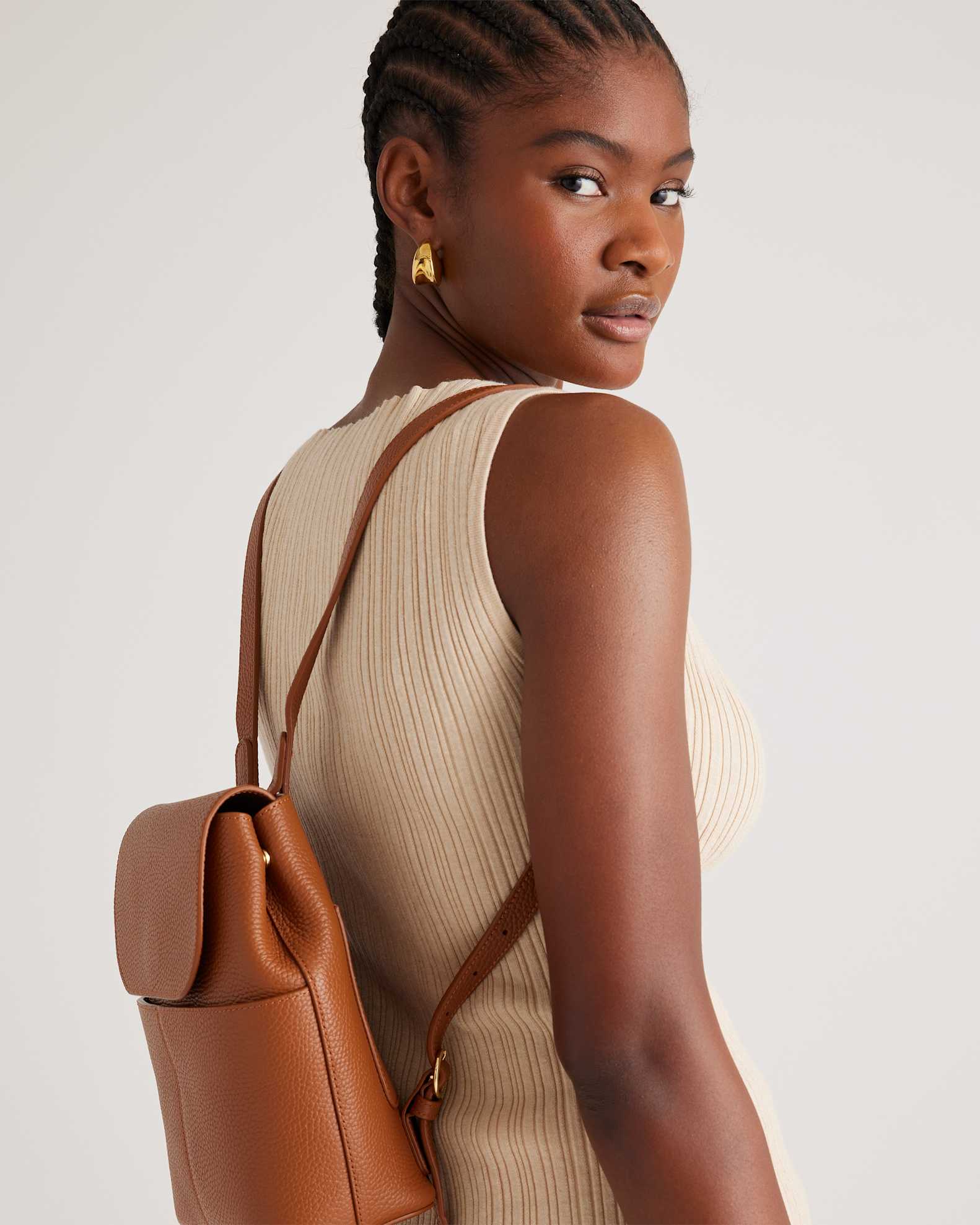 brown italian leather backpack Women's for Work or Travel with 14 inch Laptop Compartment The Bridge Italy Brown Leather
