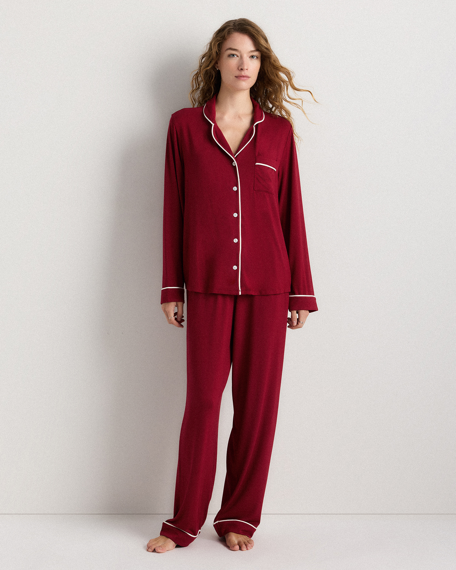 Rhubarb Bamboo Jersey Long Sleeve Pajama Set