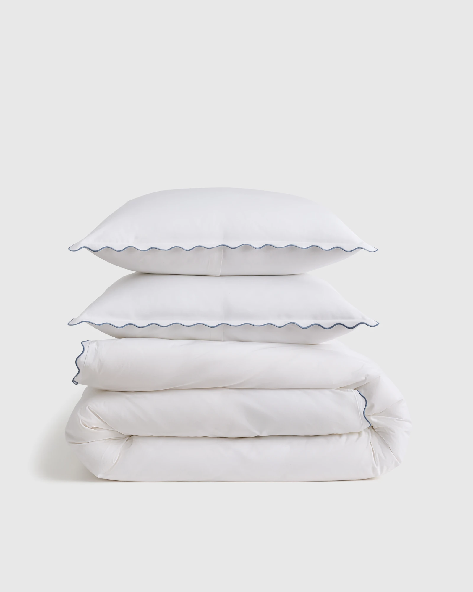 Wave Scallop Organic Percale Duvet Cover Set