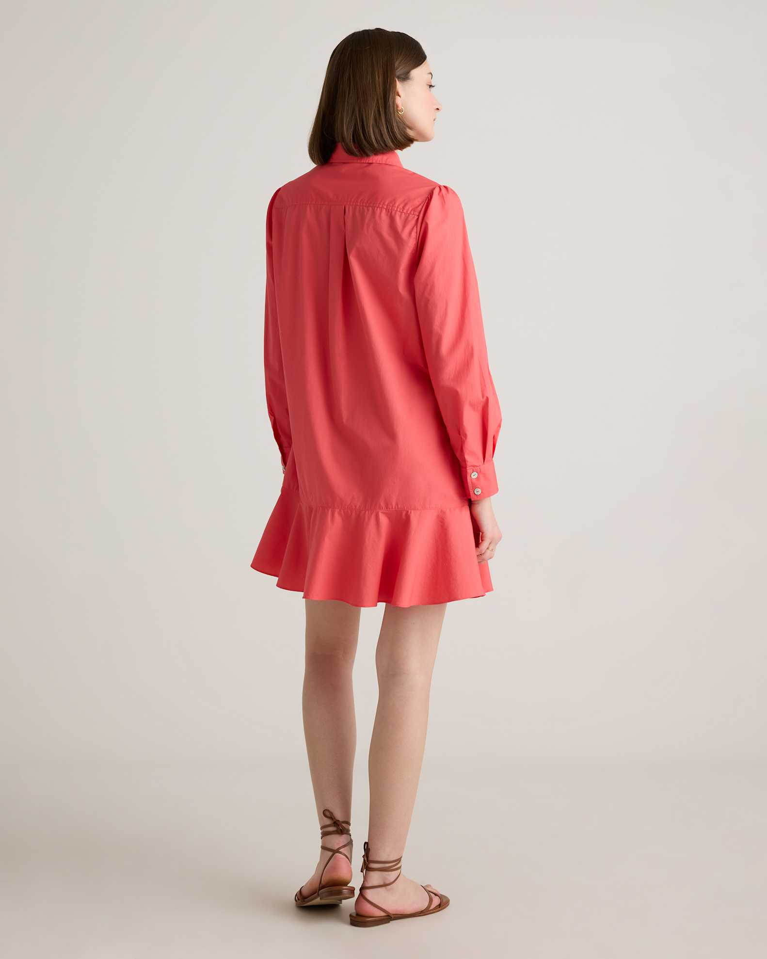 Women's Poplin Drop Waist Shirt Dress in Spiced Coral, Size XL, Organic Cotton by Quince Women's Poplin Drop Waist Shirt Dress in Spiced Coral, Size XL, Organic Cotton by Quince