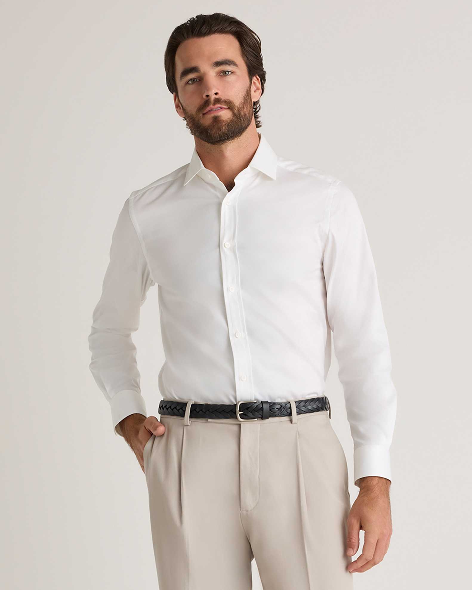 cotton dress shirt The Black Tux Cotton Dress Shirt-Extra Slim In White