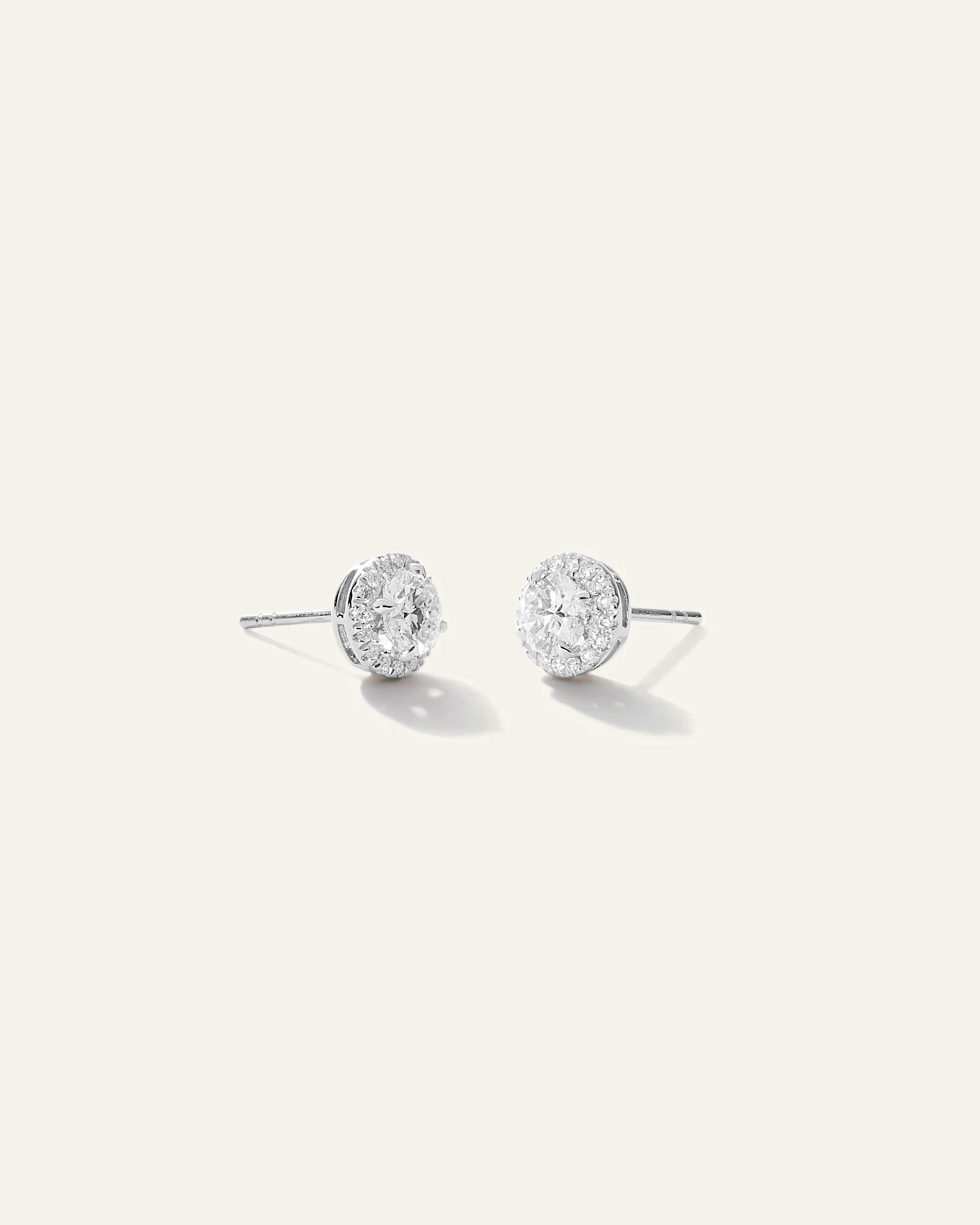 14K Gold Lab Grown Diamond Halo Studs in White Gold