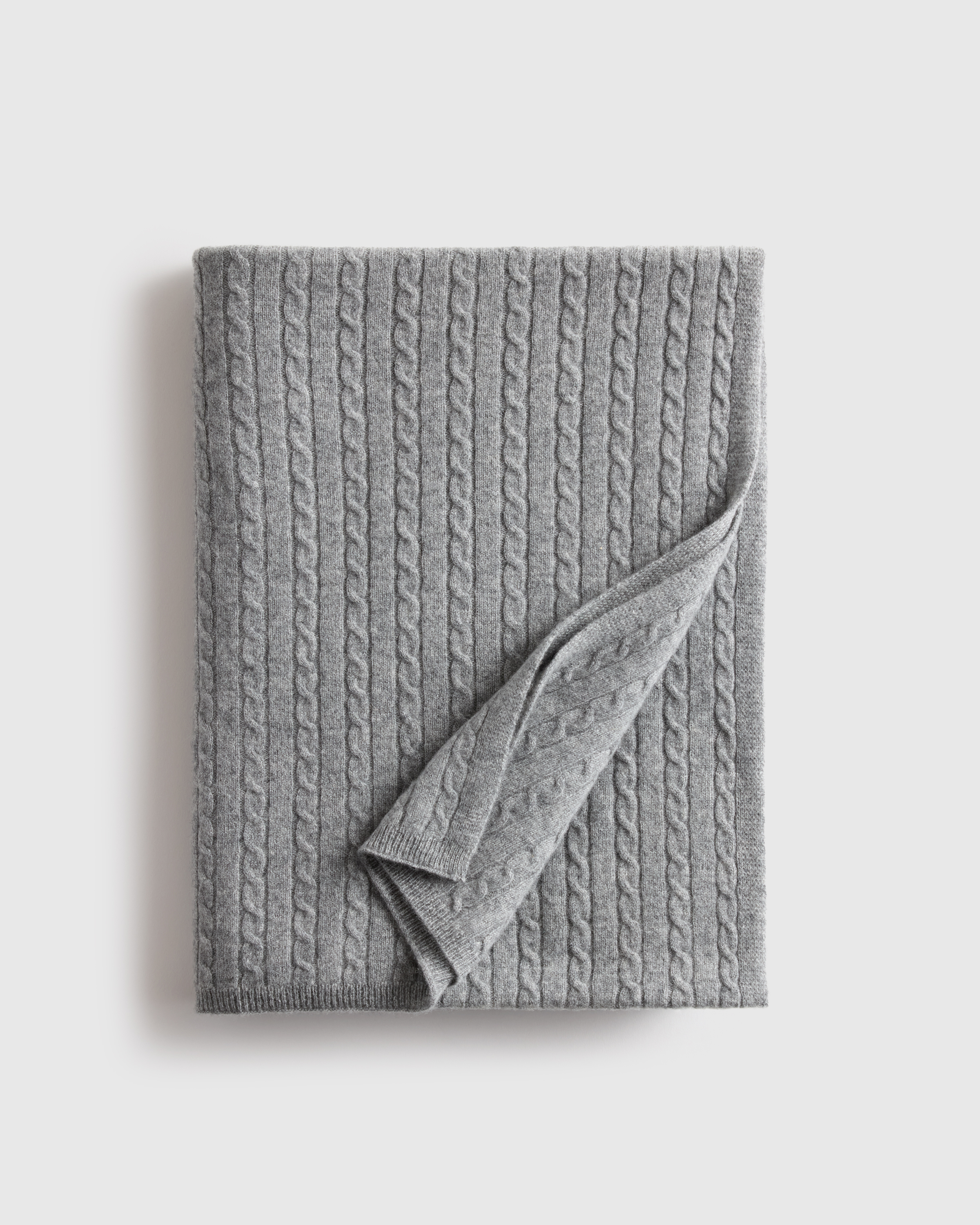 Heather Grey Cable Knit Cashmere Throw