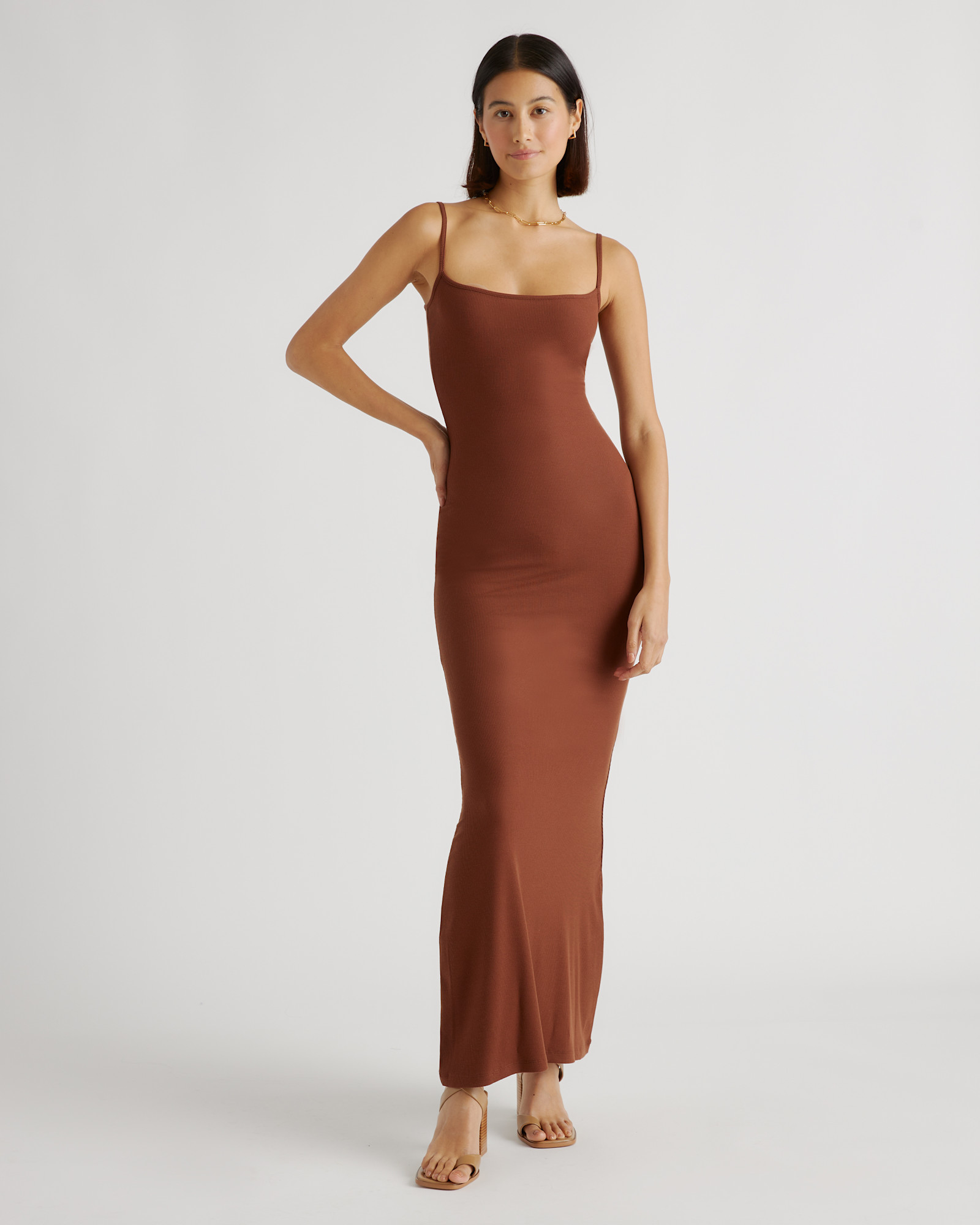 Tencel Rib Knit Maxi Slip Dress - Main Image