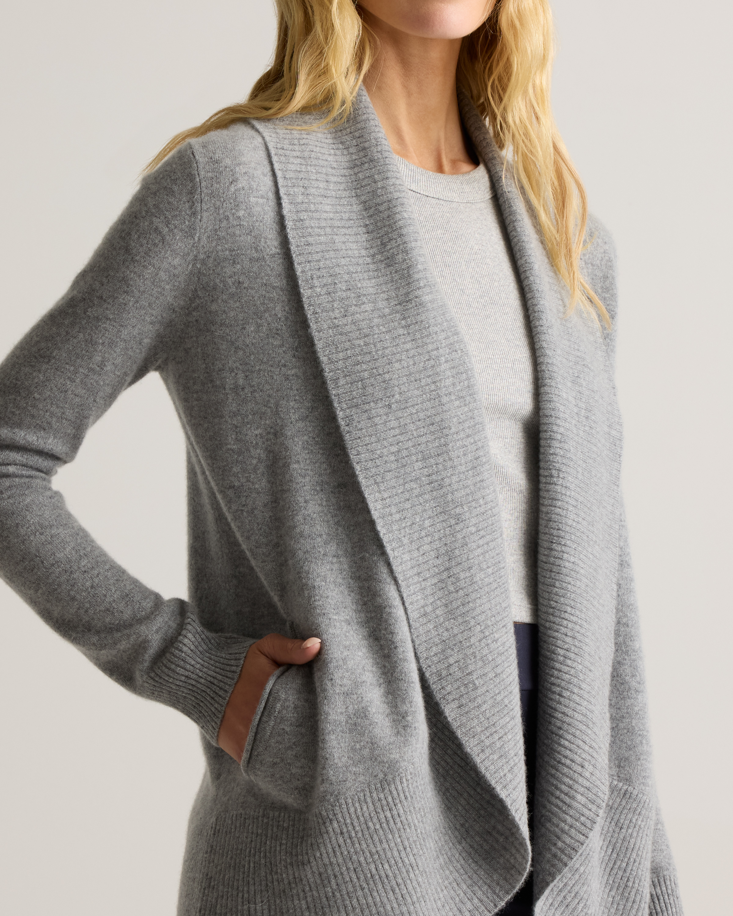 Mongolian Cashmere Open Cardigan Sweater