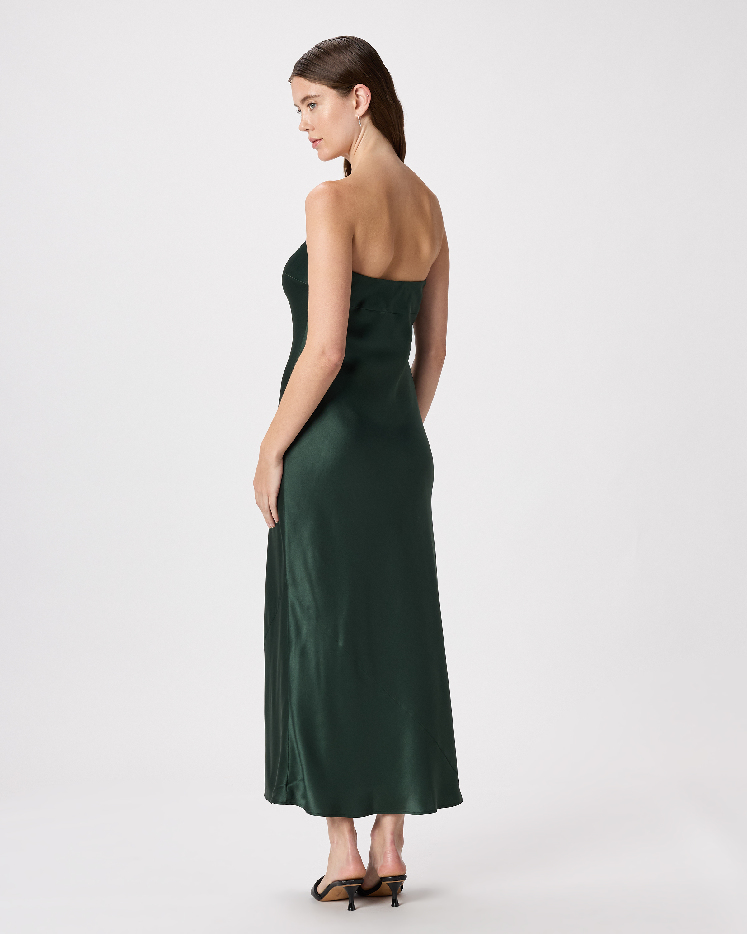 Women's Strapless Midi Dress in Forest Green, Size XS, Mulberry Silk by Quince