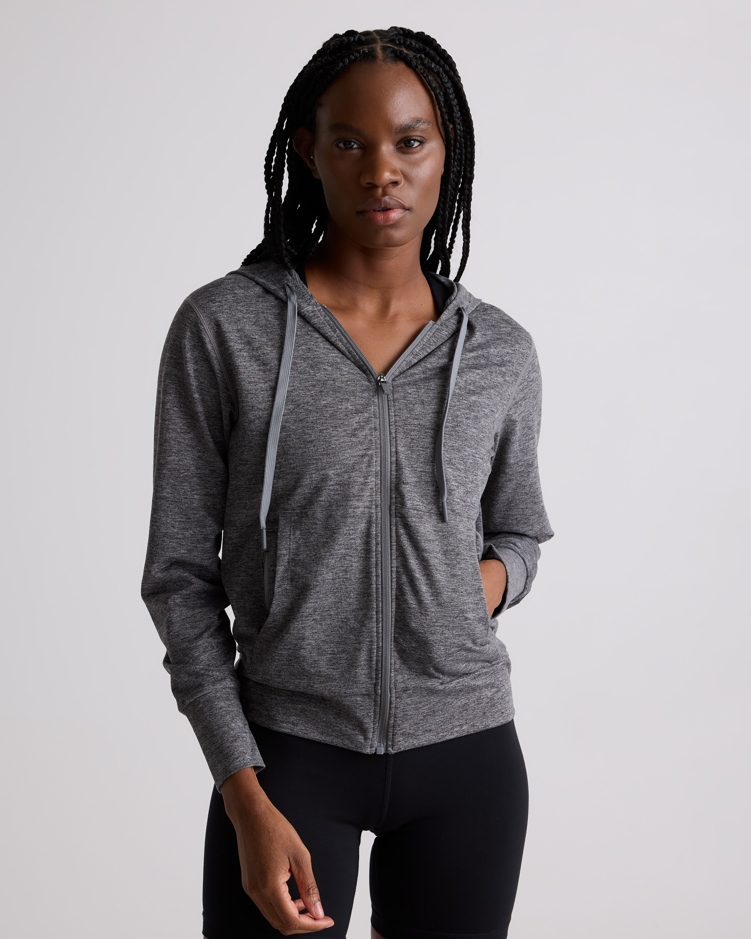 Heather Grey Flowknit Full-Zip Hoodie