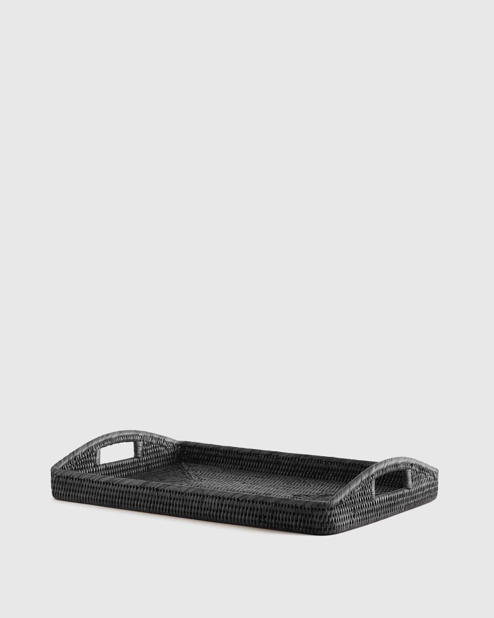 Handwoven Rattan Rectangular Tray with High Handles