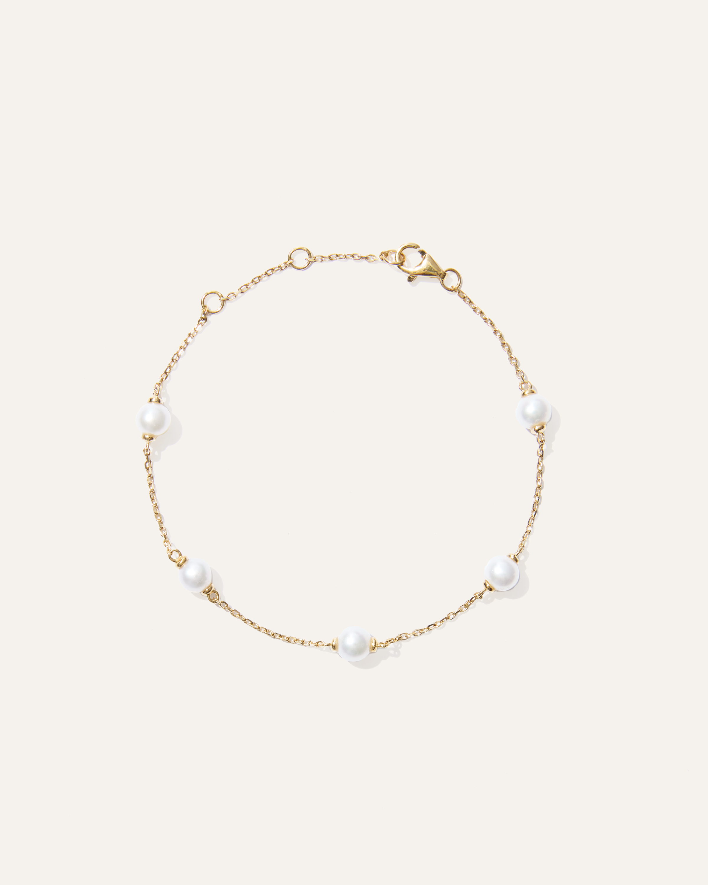 Gold Vermeil Freshwater Cultured Pearl Station Bracelet