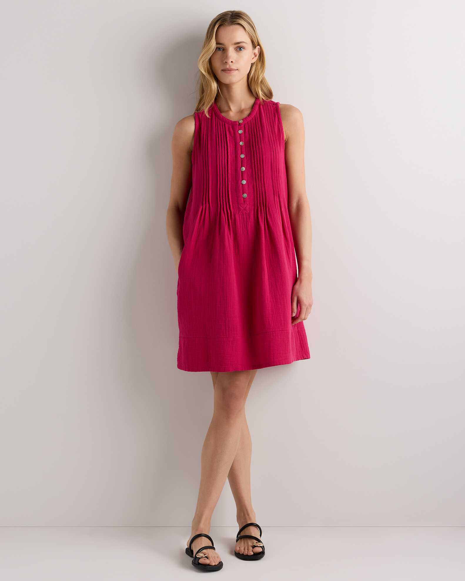 Women's Gauze Sleeveless Swing Dress in Amaranth Pink, Size XS, Organic Cotton by Quince Women's Gauze Sleeveless Swing Dress in Amaranth Pink, Size XS, Organic Cotton by Quince