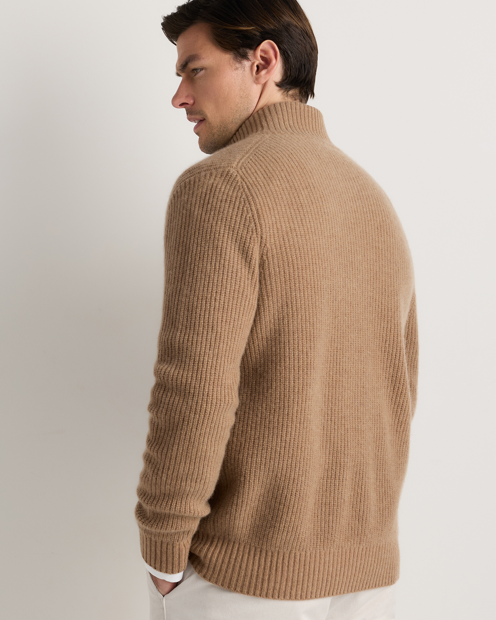 Mongolian Cashmere Fisherman Full Zip Sweater