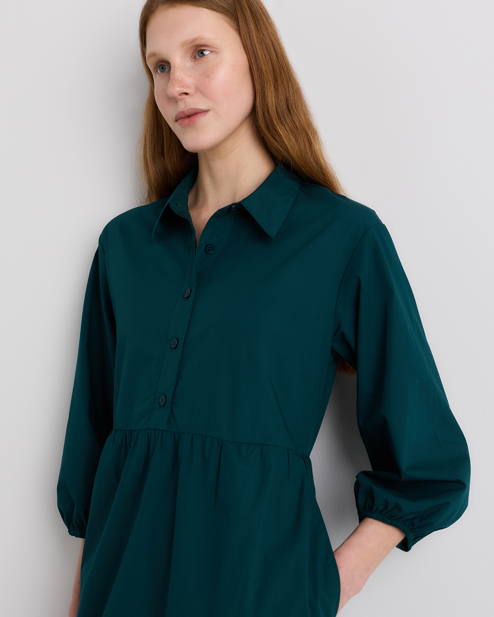 midi pure cotton tunic dress Women Cotton Printed 3/4 Sleeve Midi Shirt Dress Casual Loose Sundress  Tunic Top