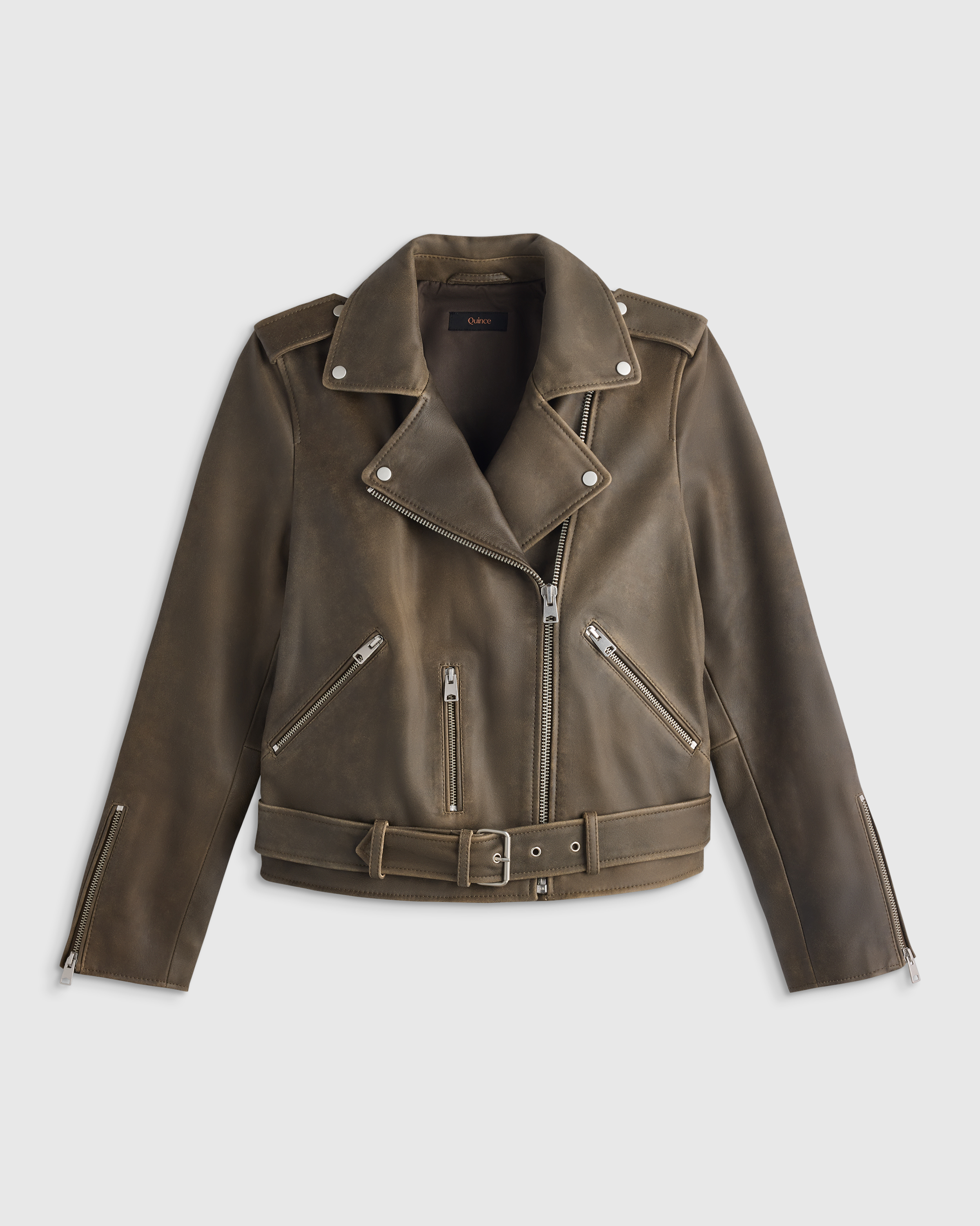 Women's 100% Leather Motorcycle Jacket in Distressed Brown