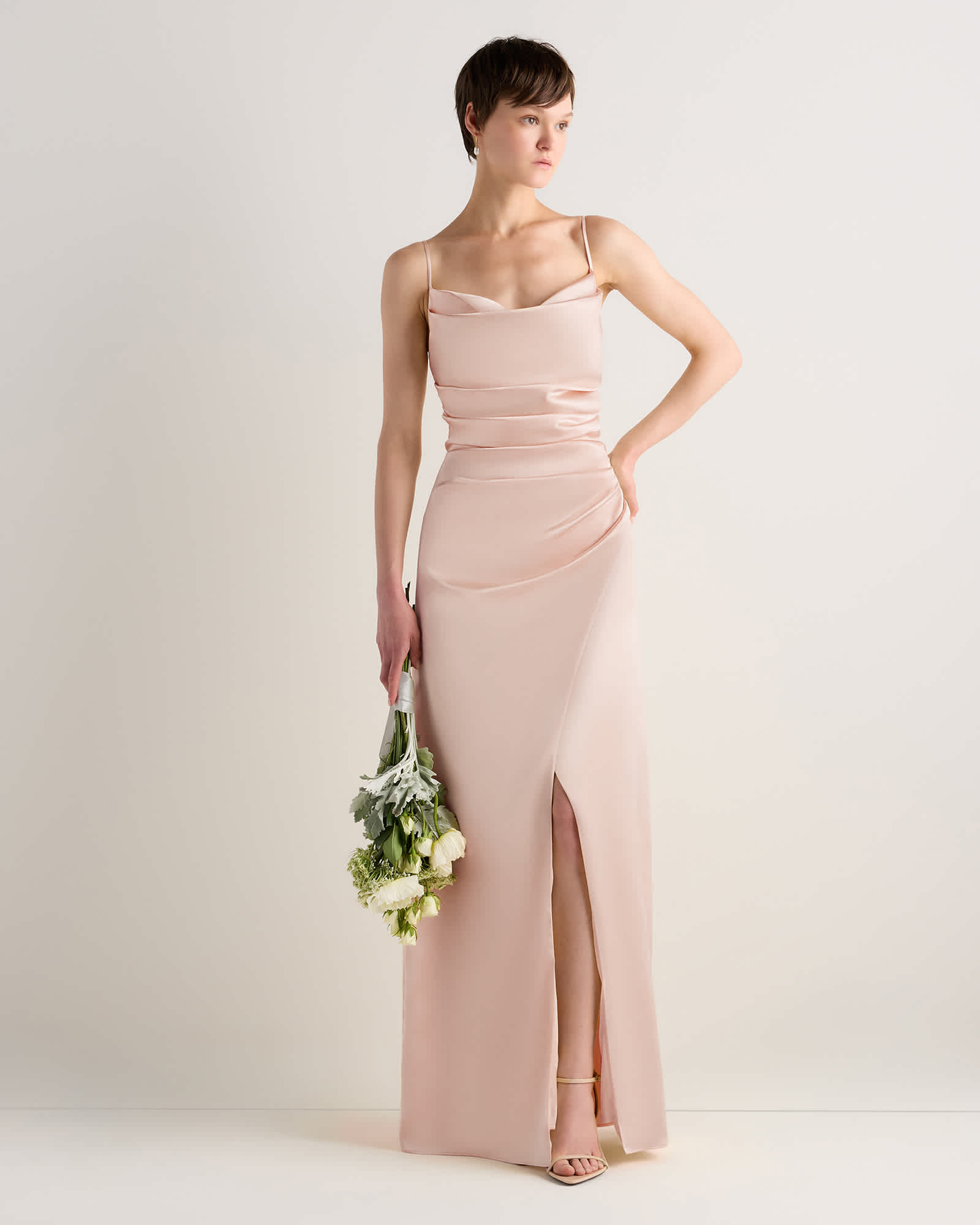 long satin dress pink Hermie Silky Maxi crafted from lightweight satin Pink satin long prom dress