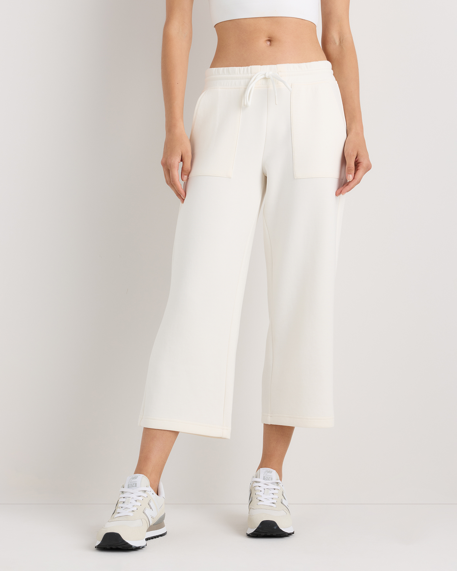 Soft Ivory CloudComfort High-Rise Cropped Sweatpants