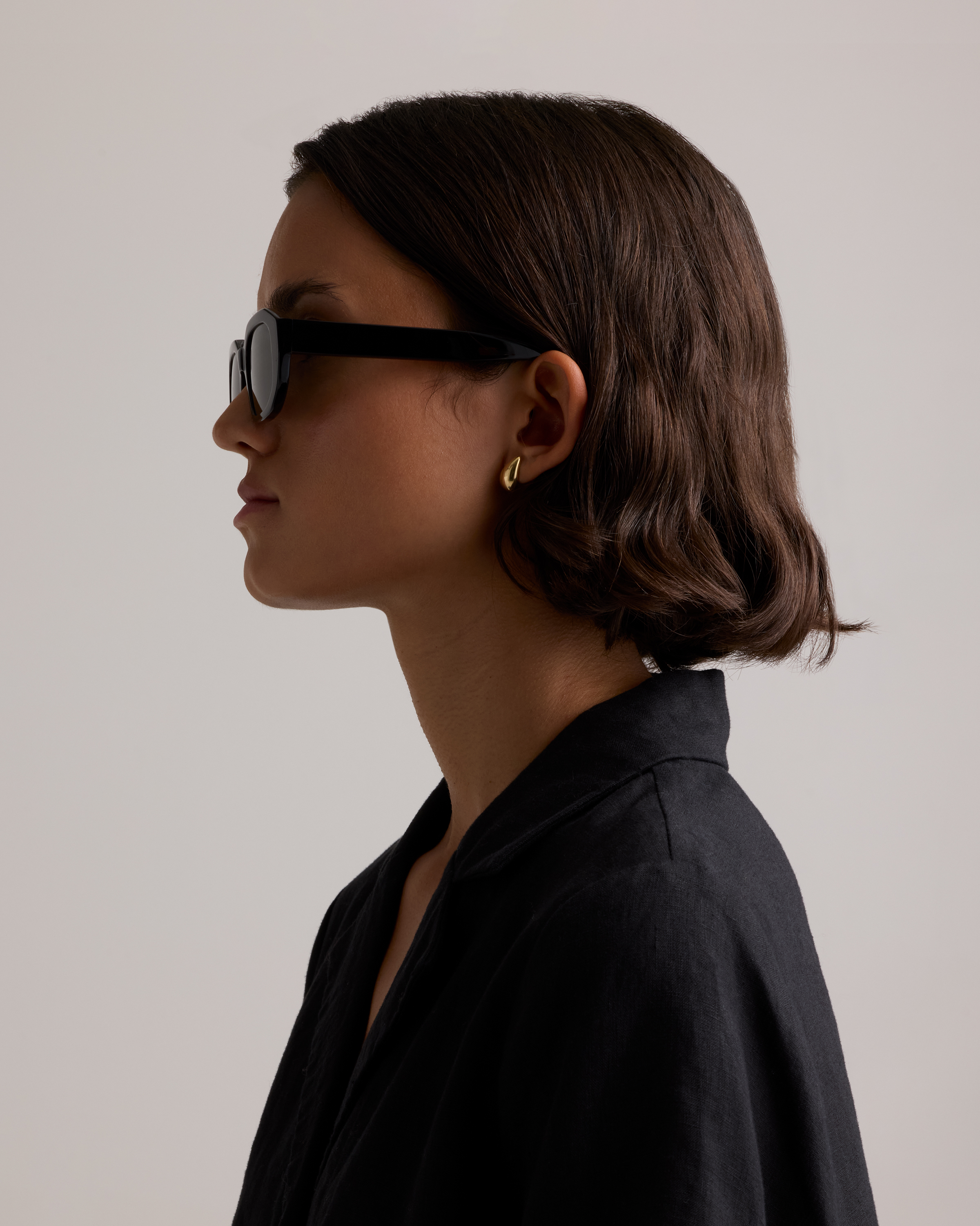 Barbados Polarized Acetate Sunglasses in Black with Grey lens display picture 1
