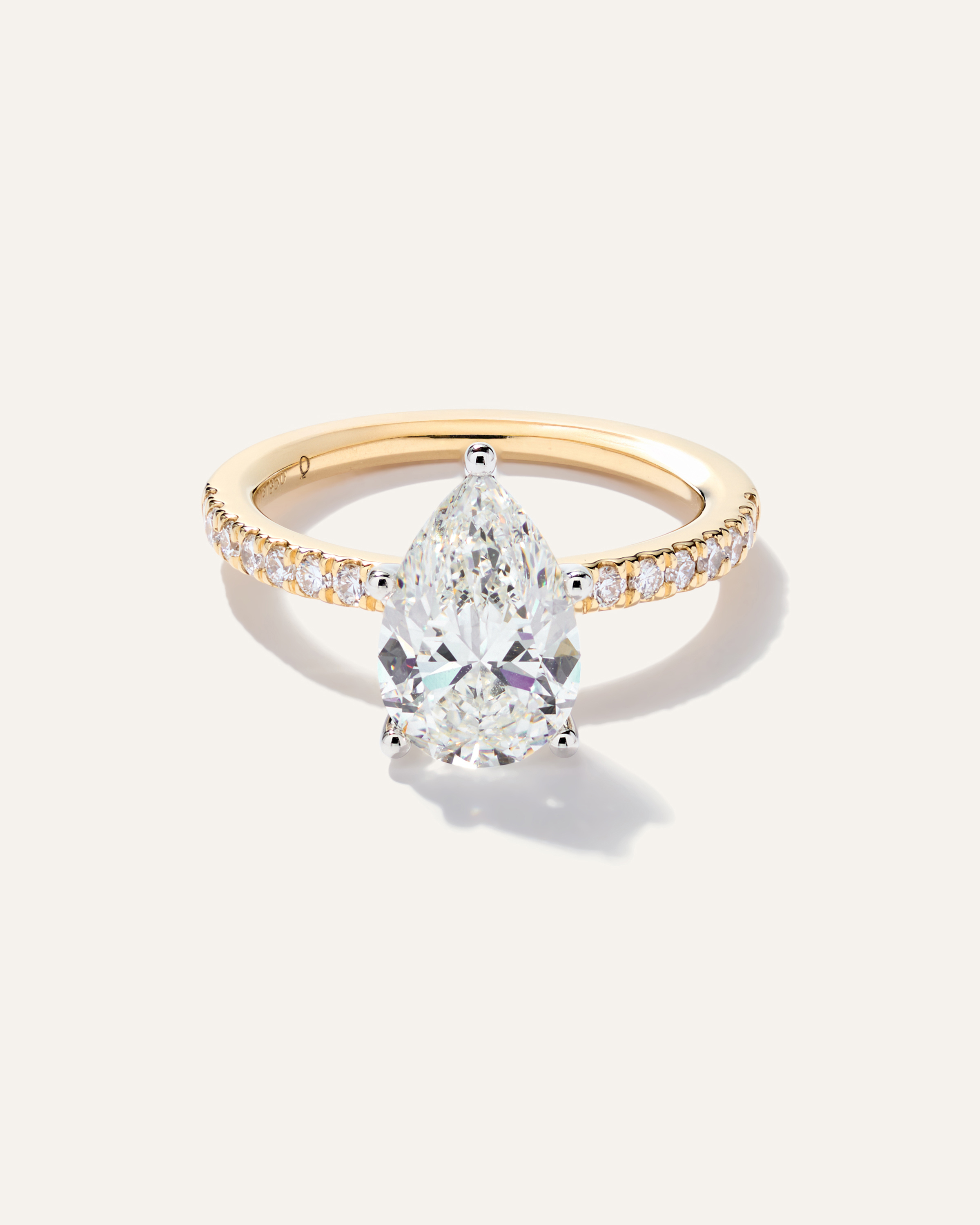 yellow-gold Lab Grown Diamond Pear Petite Pave Engagement Ring