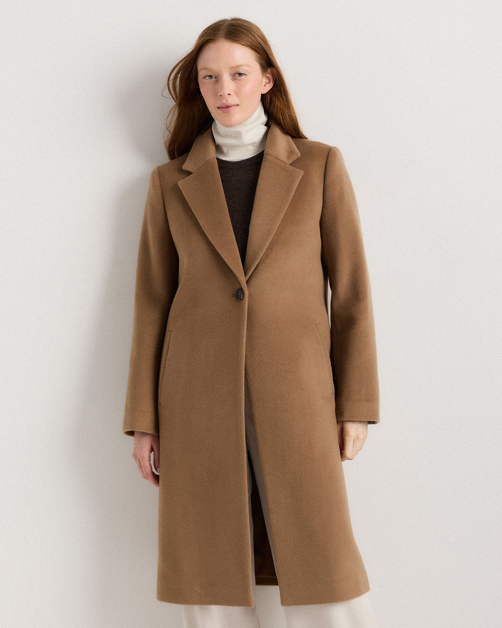 Quince Women's Wool Cashmere Classic Single-breasted Coat In Brown
