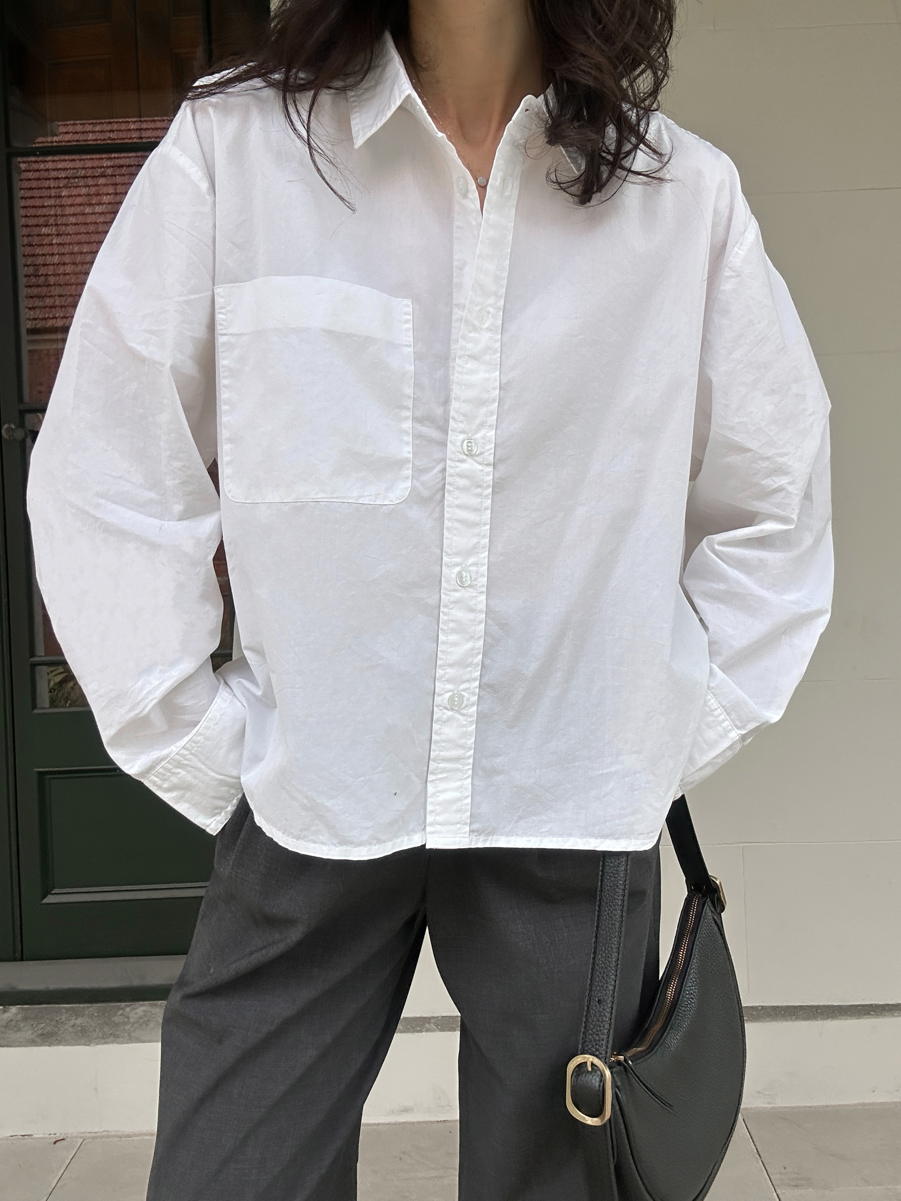 Classic White 100% Organic Cotton Poplin Long Sleeve Boyfriend Shirt