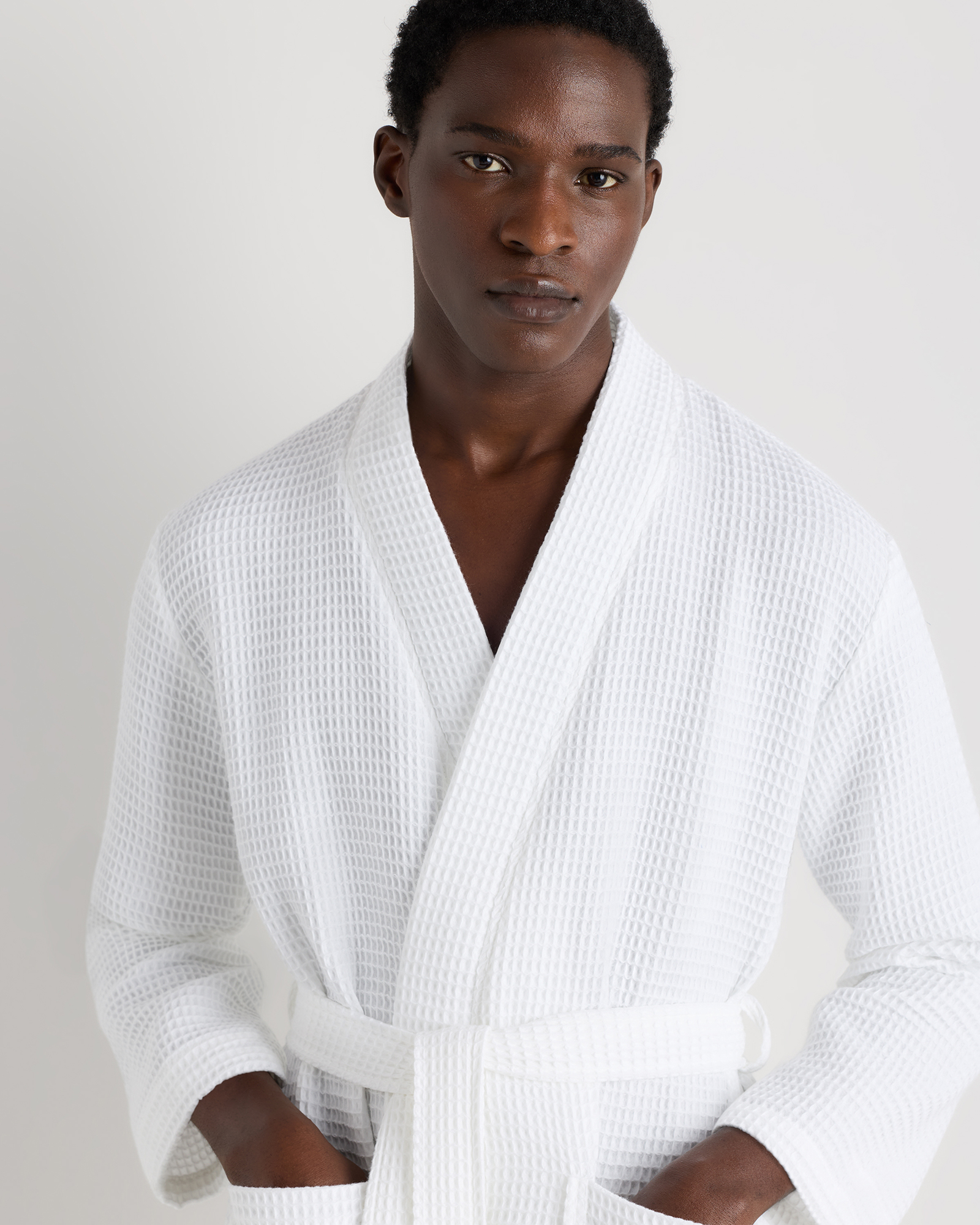 Organic Turkish Waffle Robe - White, M