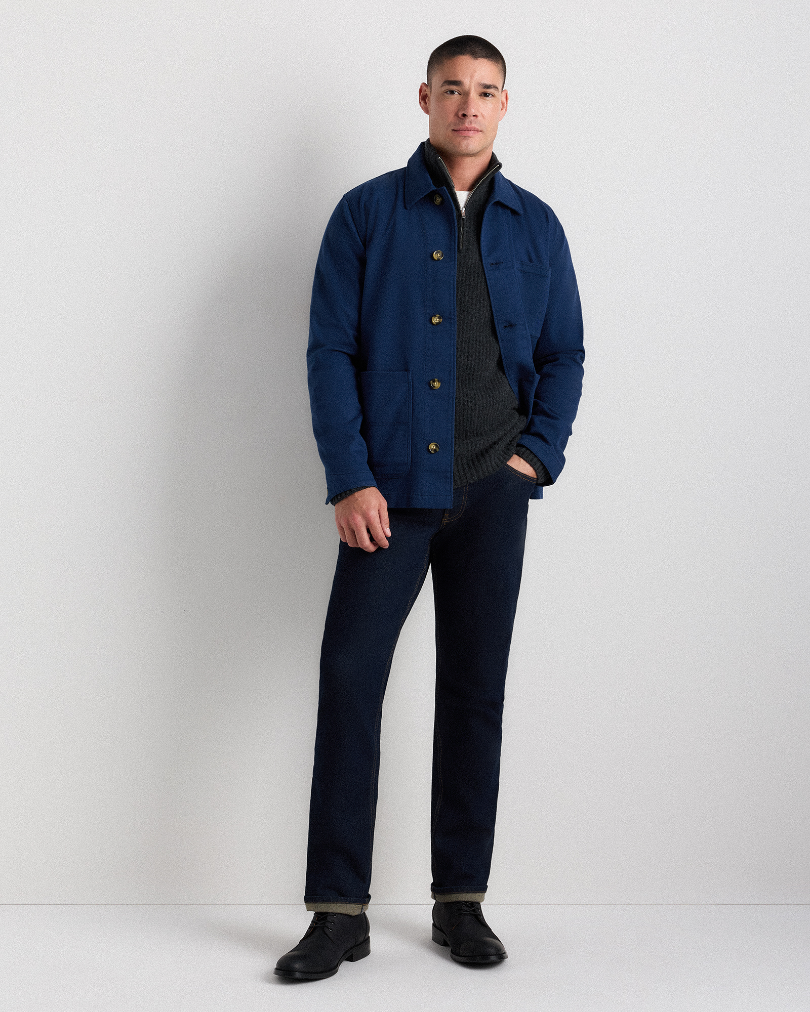 Crafted Leather Cap Toe Lace Up Boot Matte Black Size 9 Captain Cap Toe Ankle Boots main image 2