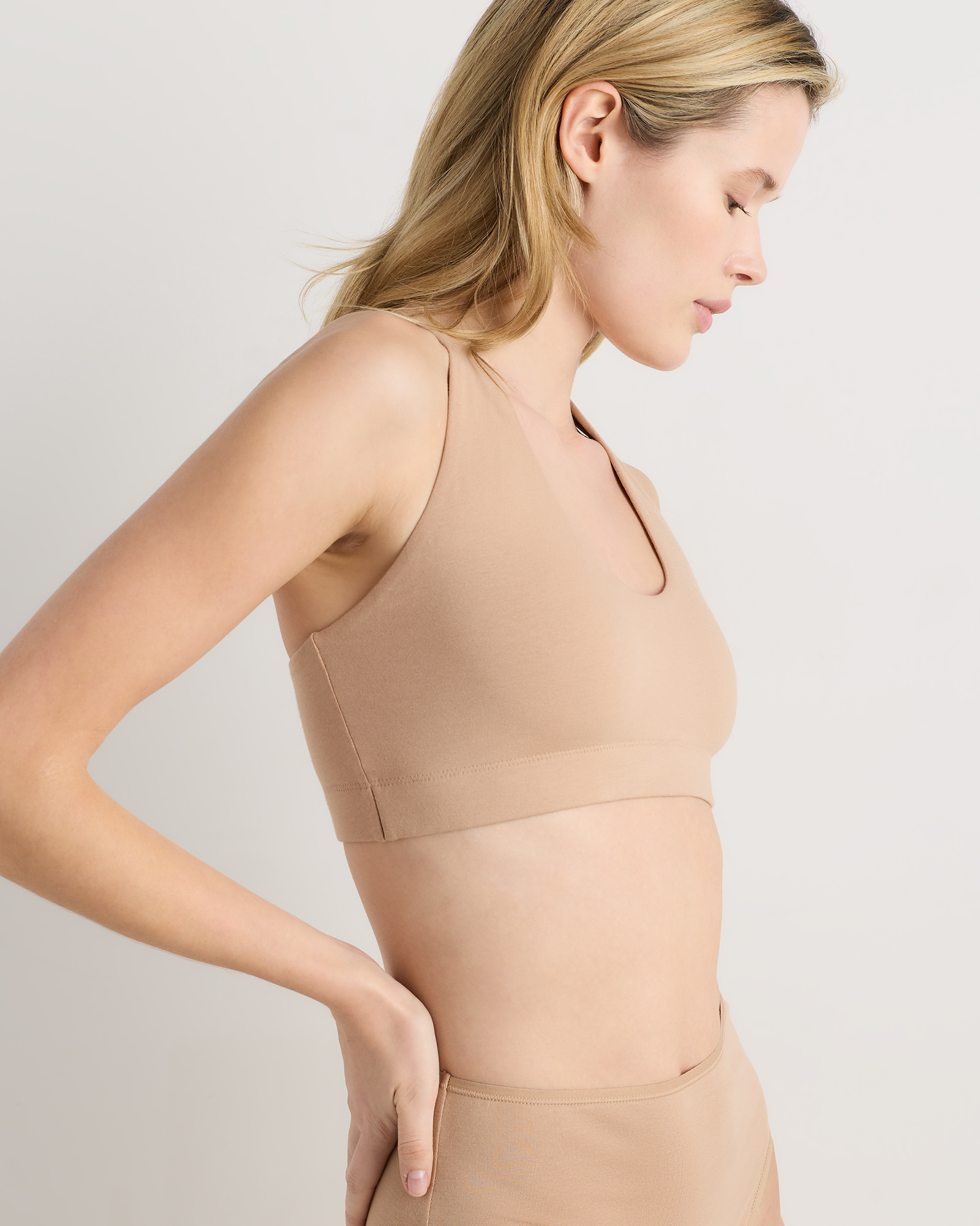 Organic Cotton Racerback Bralette (2-Pack) in Sand