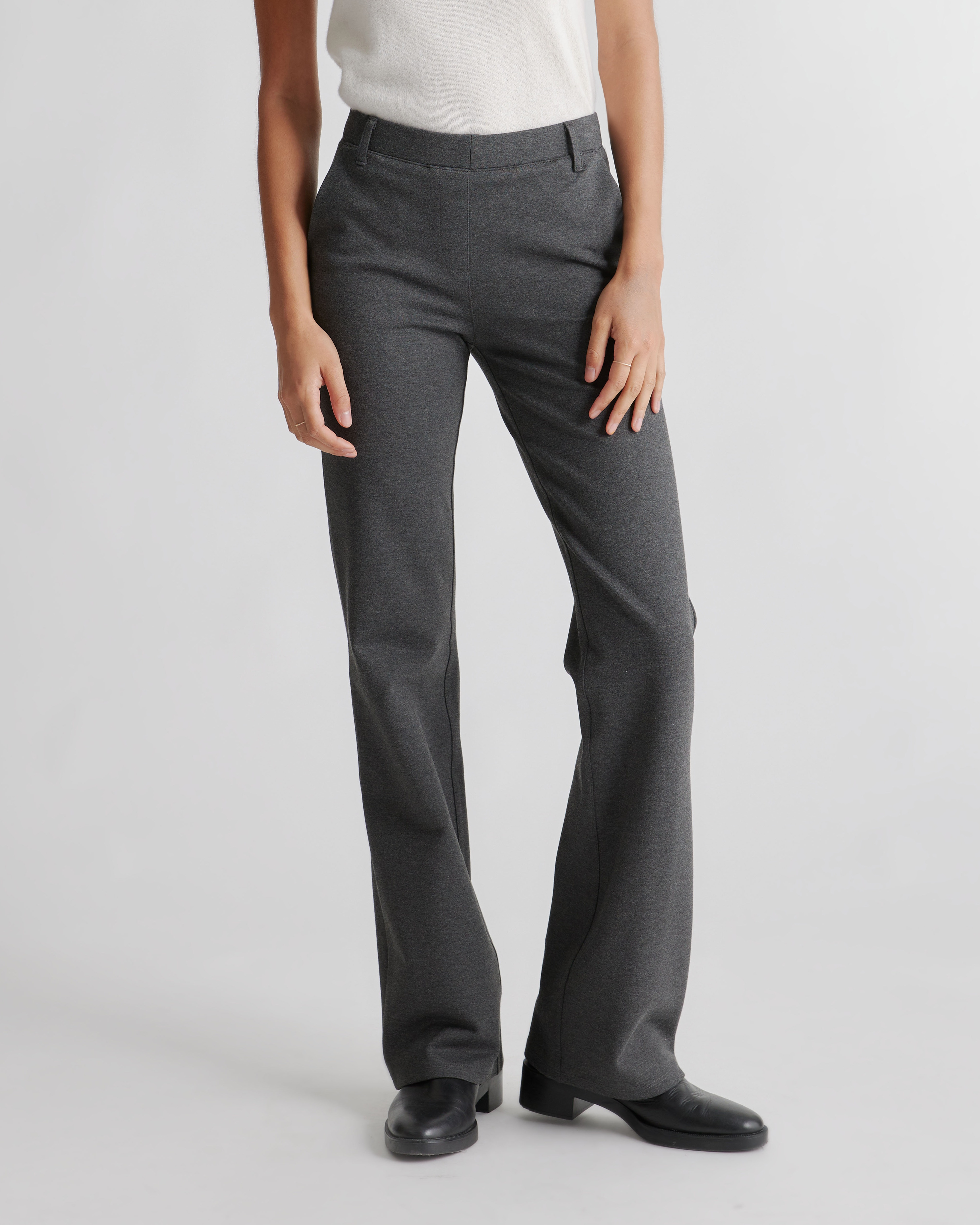 Ultra-Stretch Ponte Bootcut Pants in Charcoal