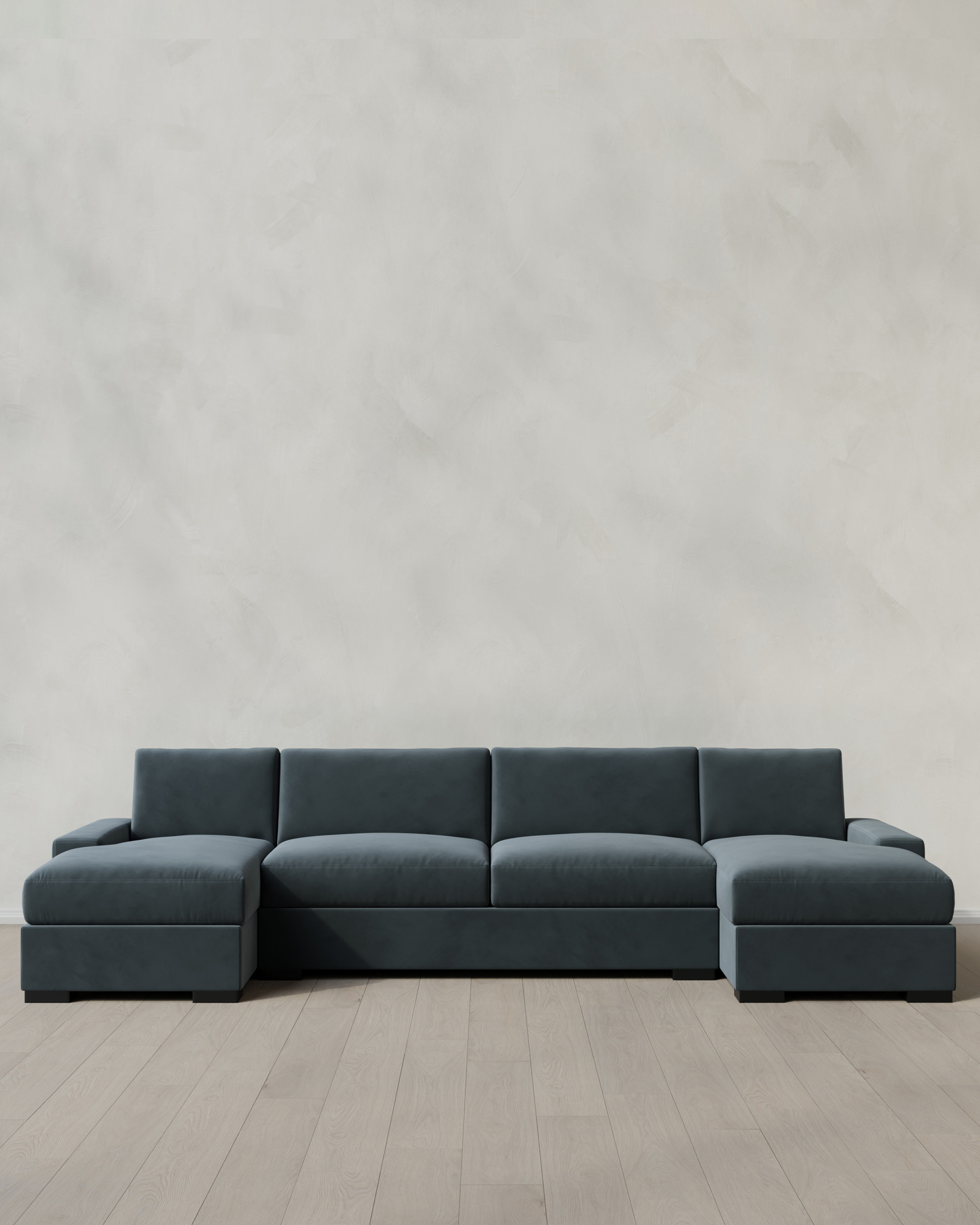 Pine Stillman U Sectional in Performance Velvet