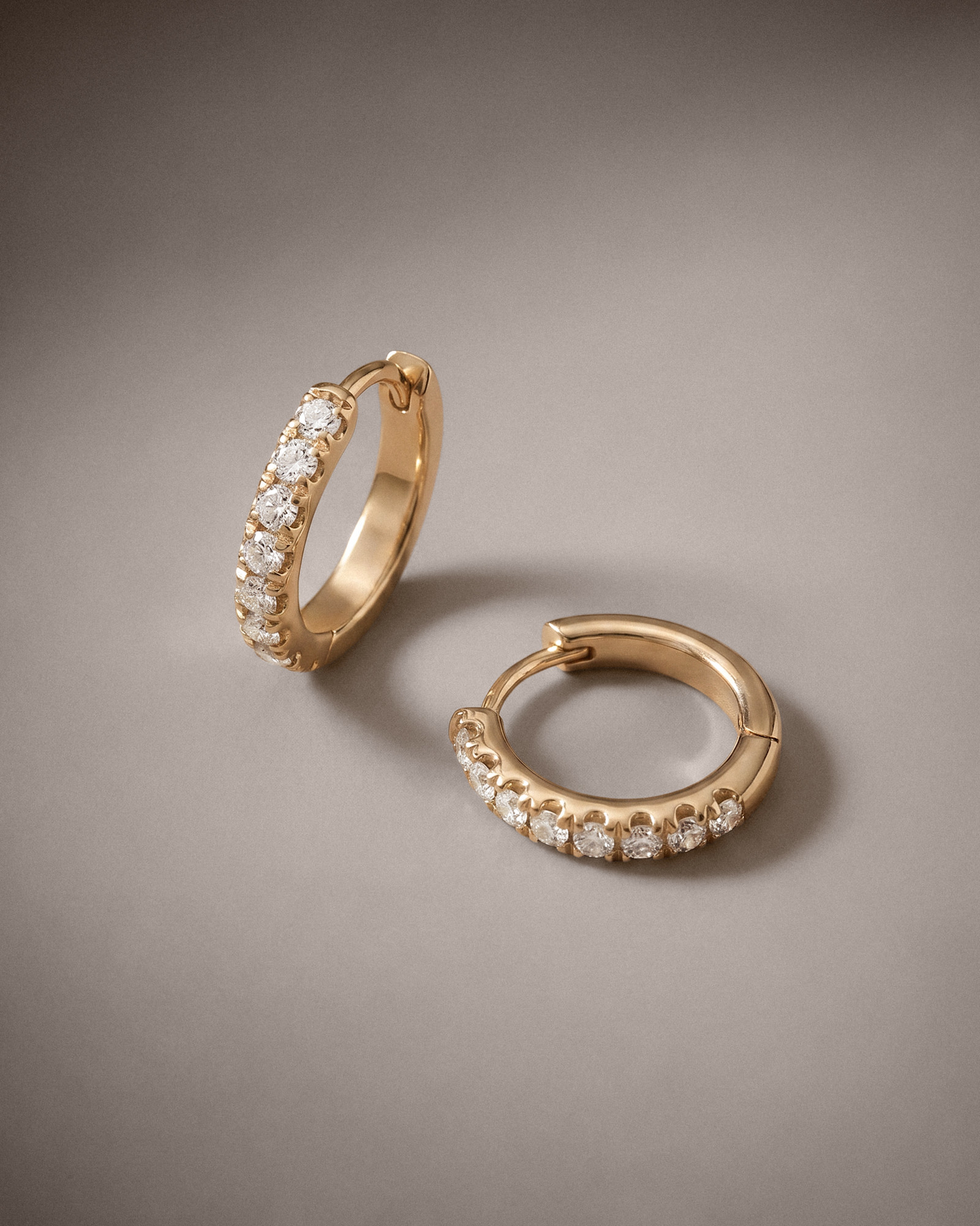 14K Gold Pave Diamond Mini Huggie