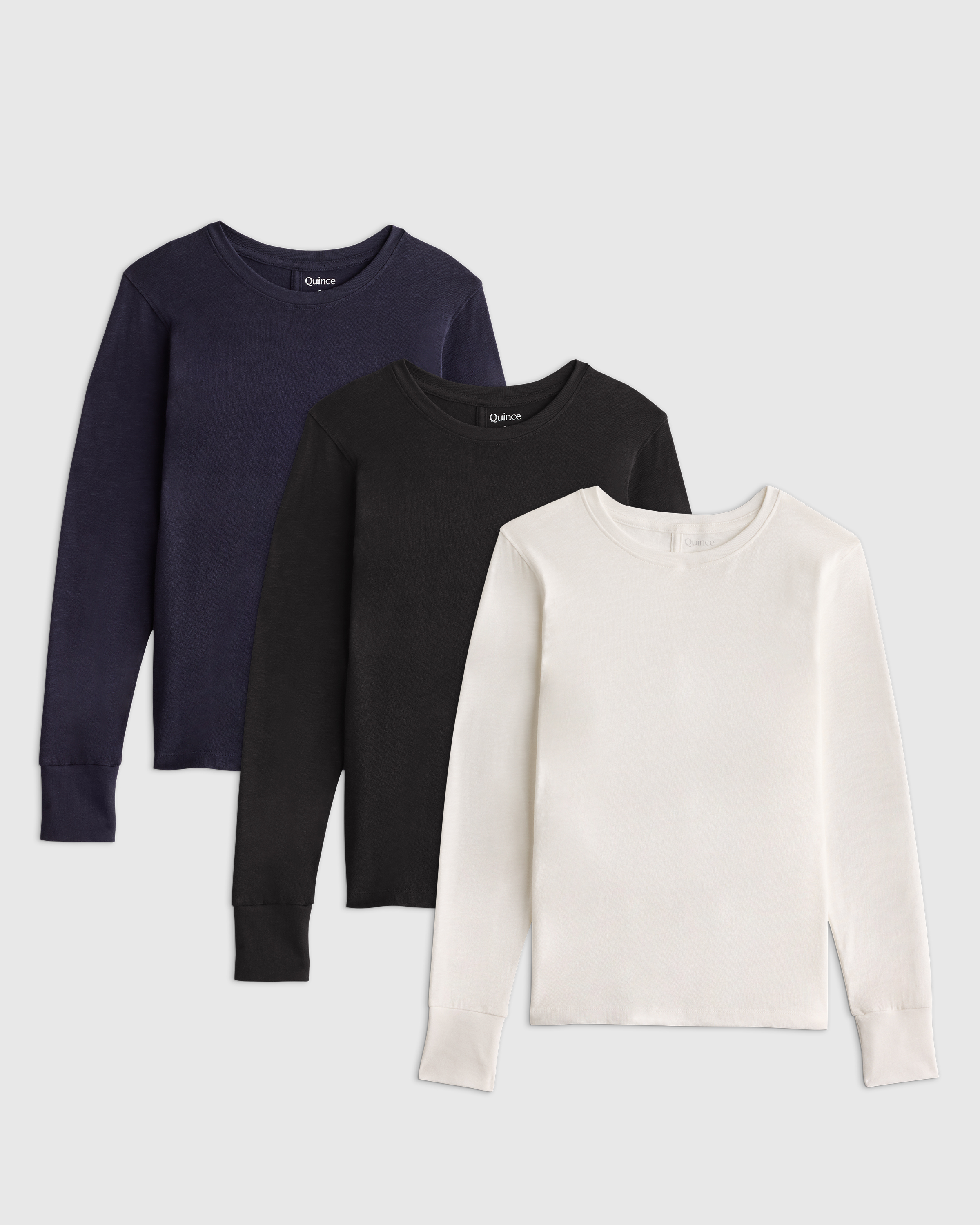 100% Organic Cotton Slub Long Sleeve Tee 3 Pack Bundle